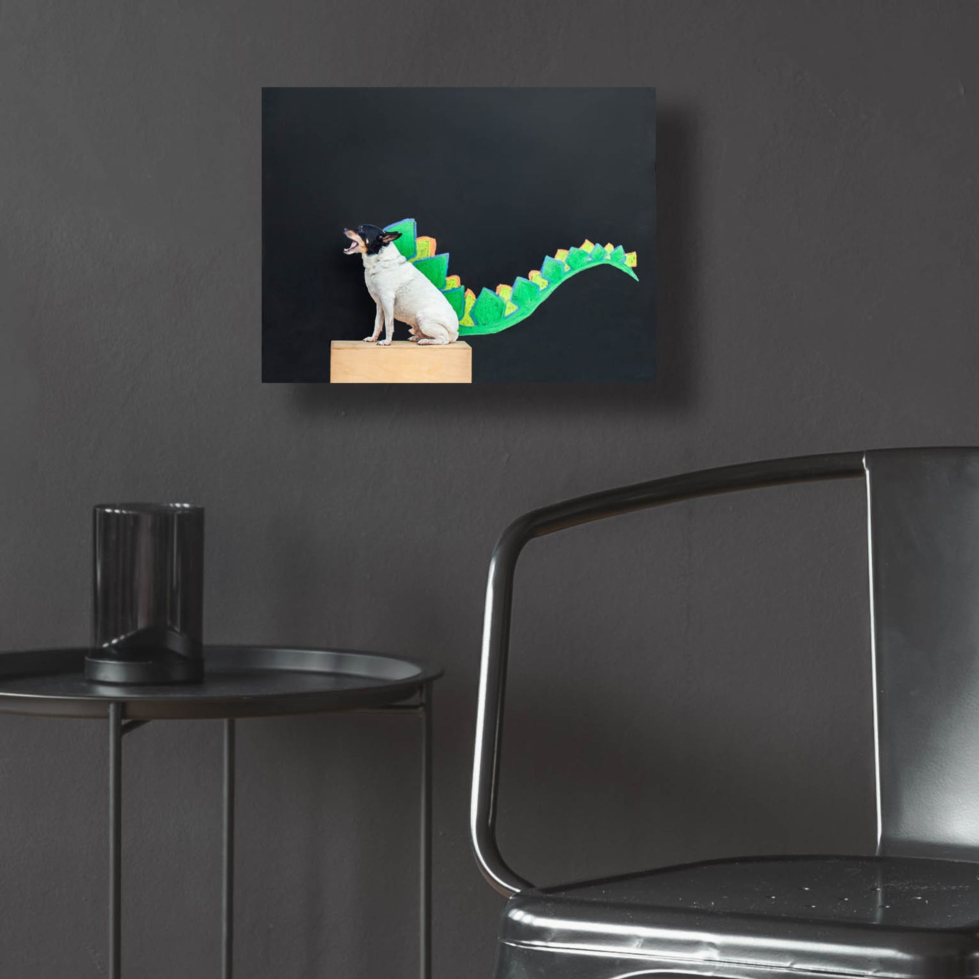 Epic Art ' Dino Dog' by Susan Sabo, Acrylic Glass Wall Art,16x12