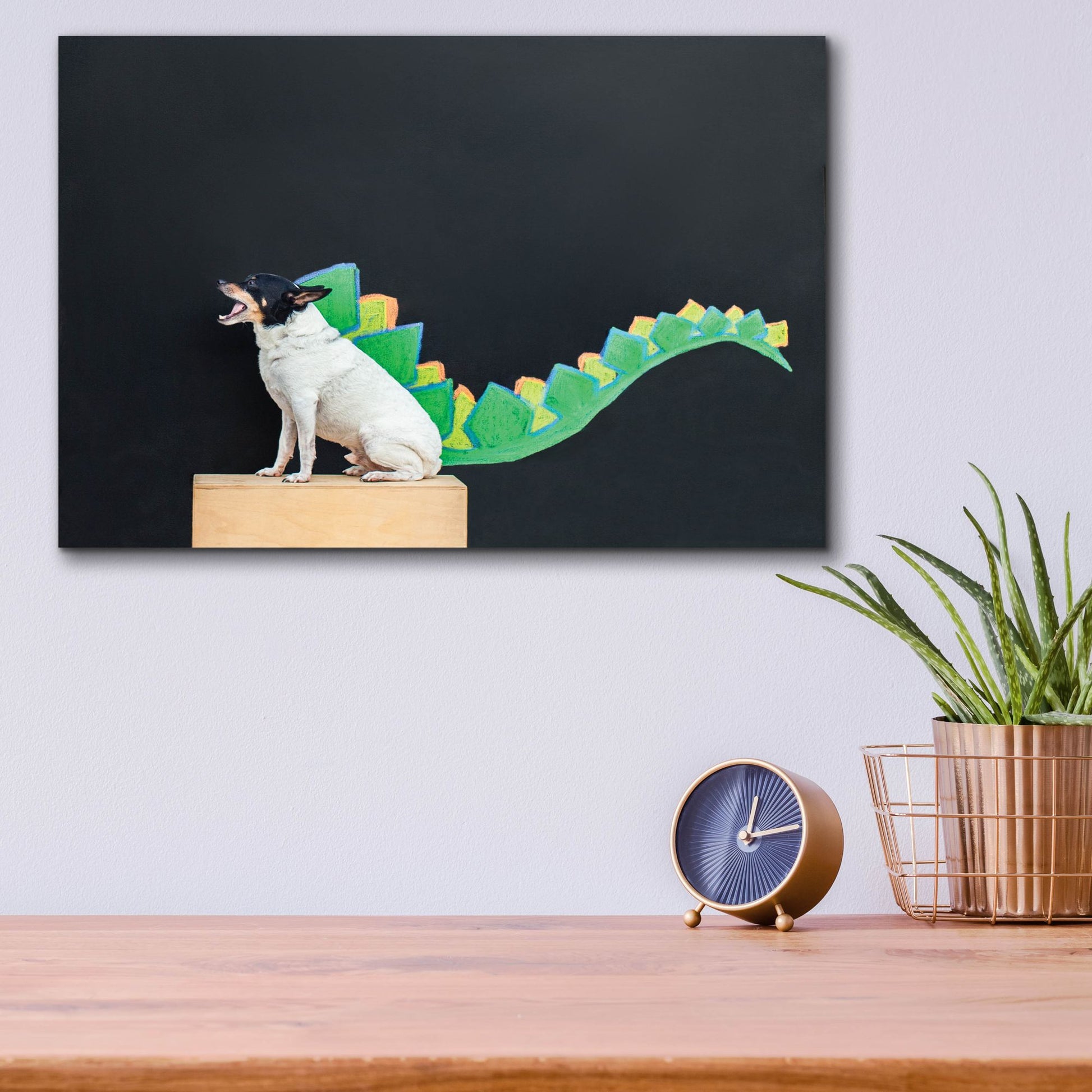 Epic Art ' Dino Dog' by Susan Sabo, Acrylic Glass Wall Art,16x12