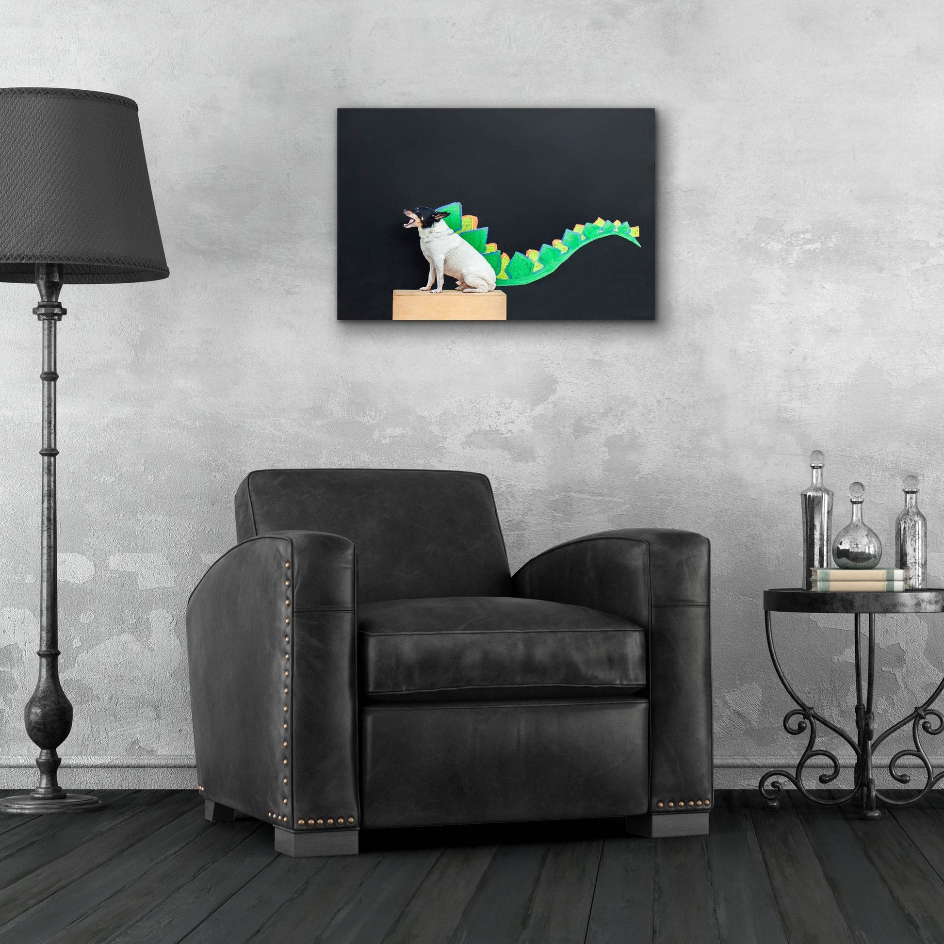 Epic Art ' Dino Dog' by Susan Sabo, Acrylic Glass Wall Art,24x16