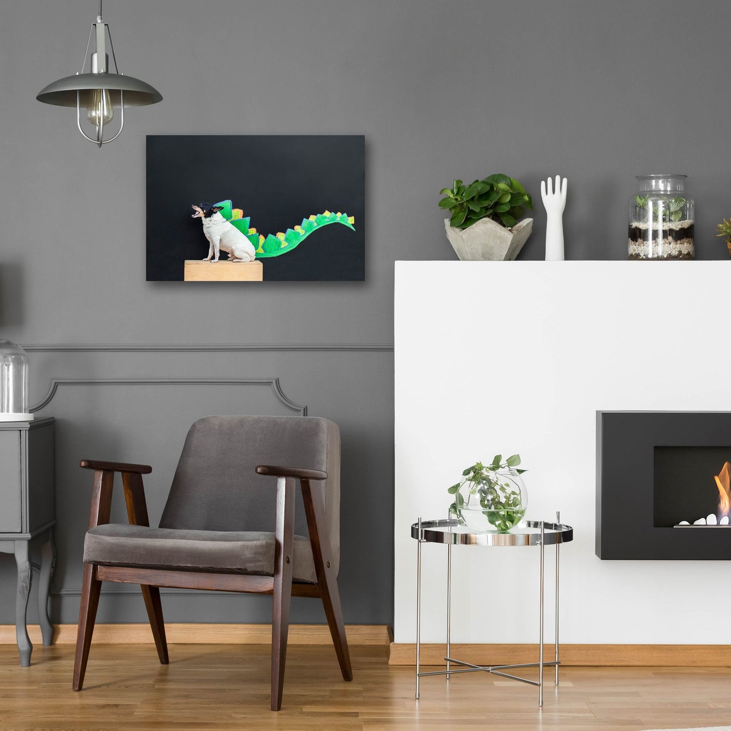 Epic Art ' Dino Dog' by Susan Sabo, Acrylic Glass Wall Art,24x16