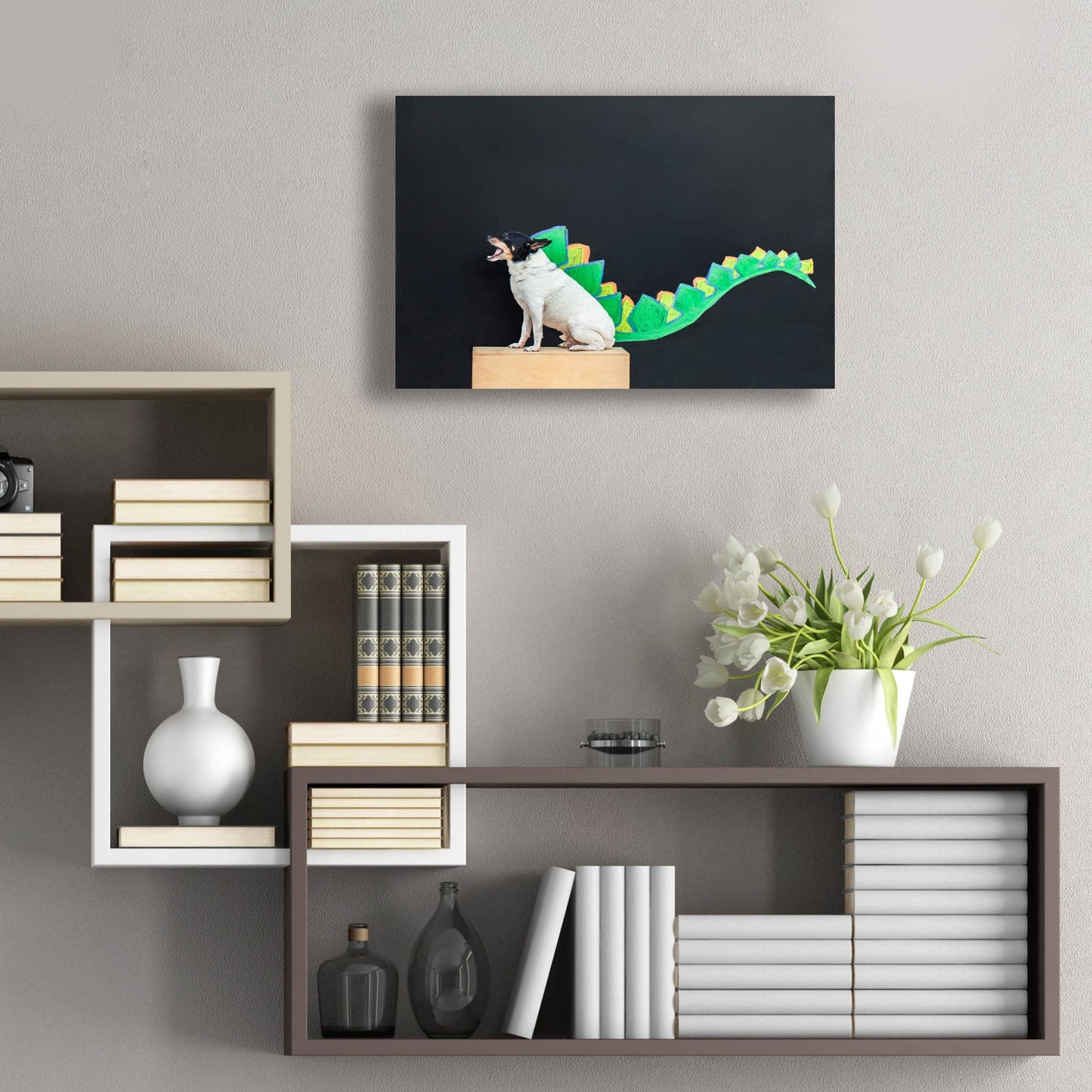 Epic Art ' Dino Dog' by Susan Sabo, Acrylic Glass Wall Art,24x16