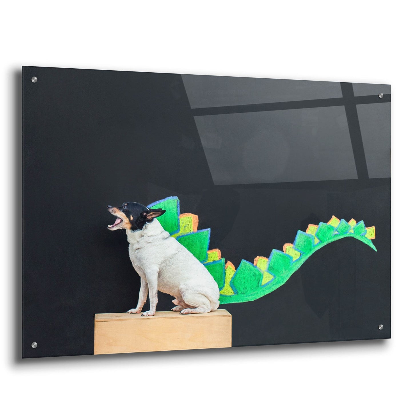 Epic Art ' Dino Dog' by Susan Sabo, Acrylic Glass Wall Art,36x24