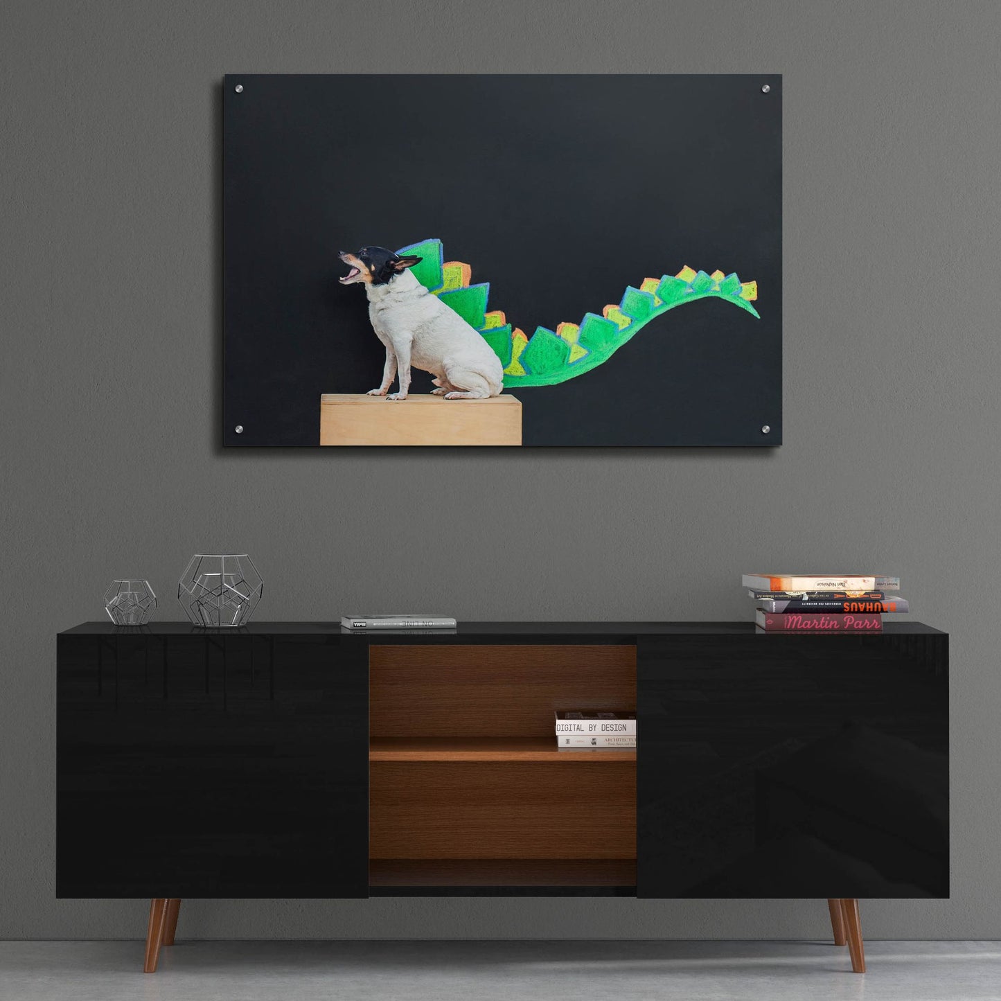 Epic Art ' Dino Dog' by Susan Sabo, Acrylic Glass Wall Art,36x24