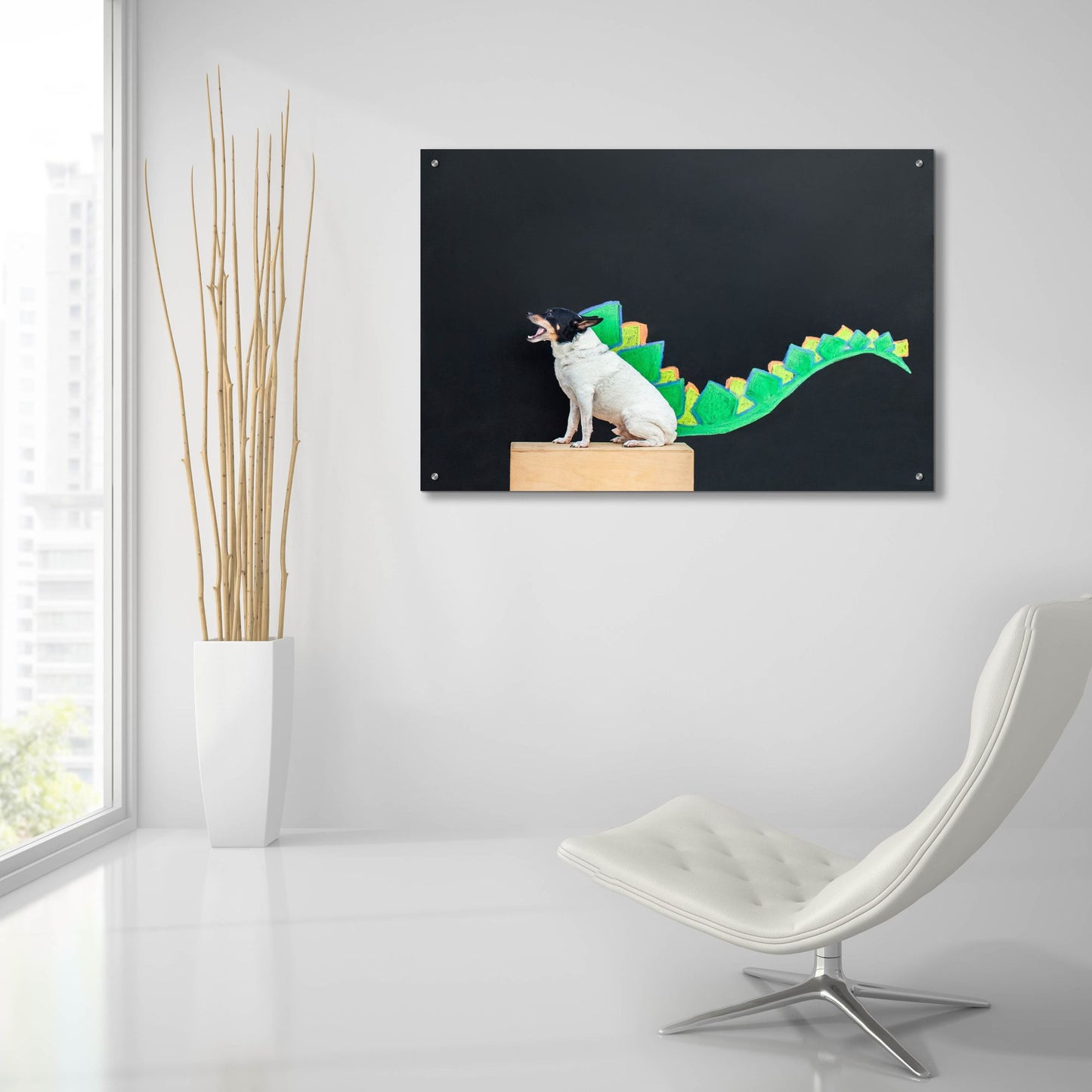 Epic Art ' Dino Dog' by Susan Sabo, Acrylic Glass Wall Art,36x24