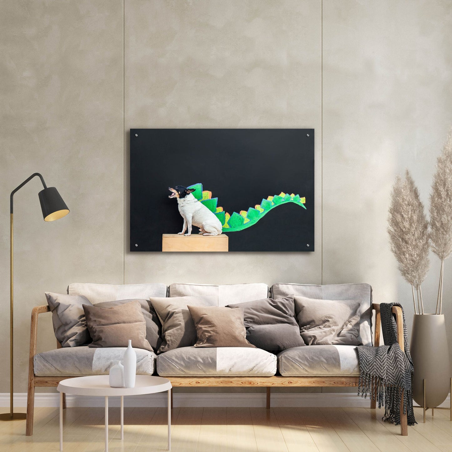 Epic Art ' Dino Dog' by Susan Sabo, Acrylic Glass Wall Art,36x24