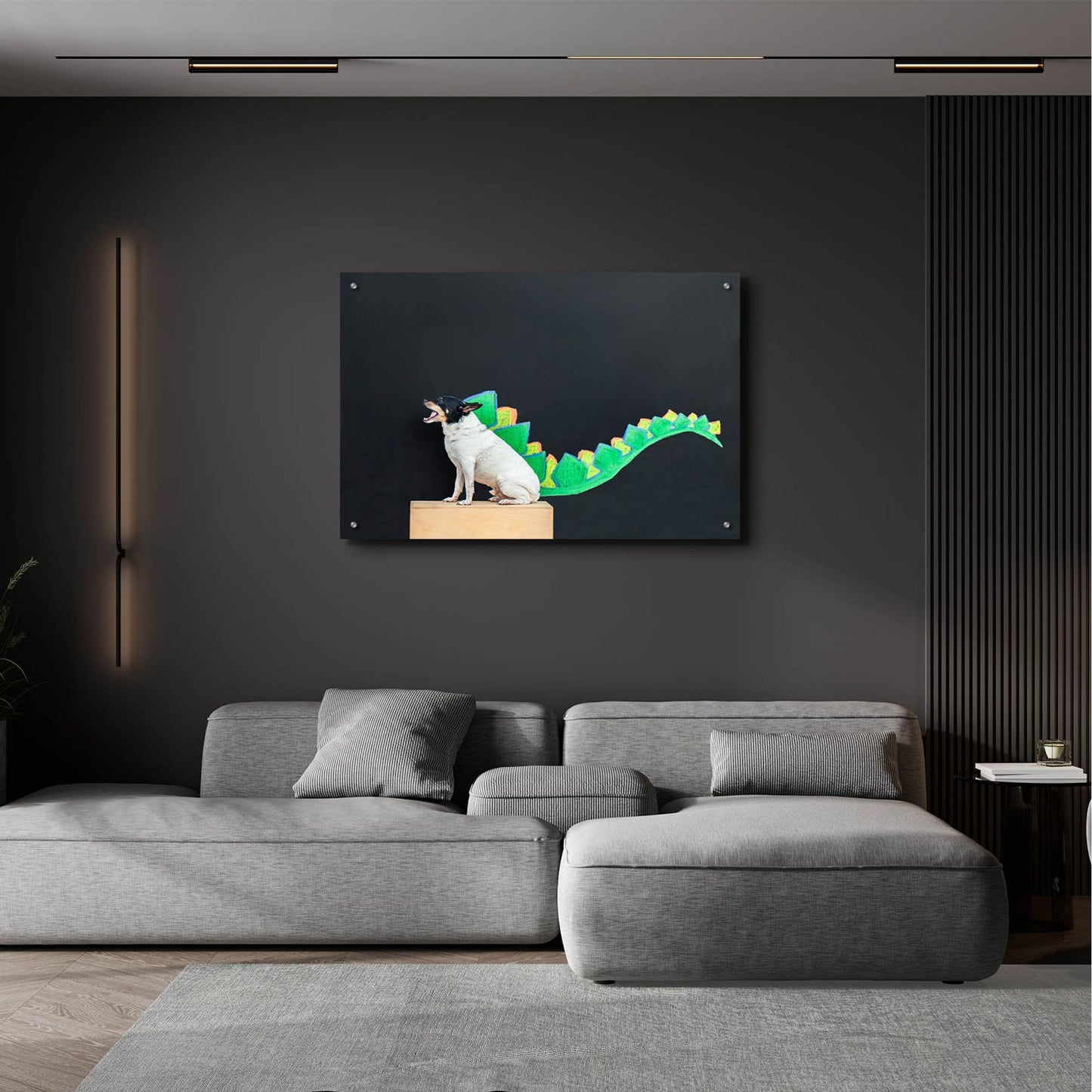 Epic Art ' Dino Dog' by Susan Sabo, Acrylic Glass Wall Art,36x24