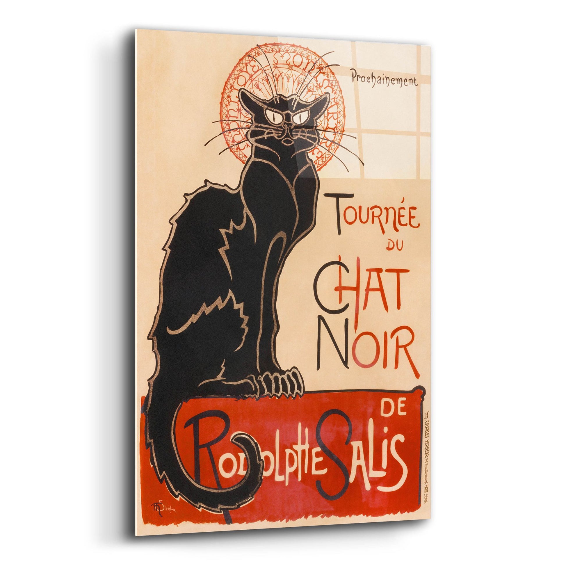 Epic Art ' Chat Noir' by Theophile Alexandre Steinlen, Acrylic Glass Wall Art,12x16