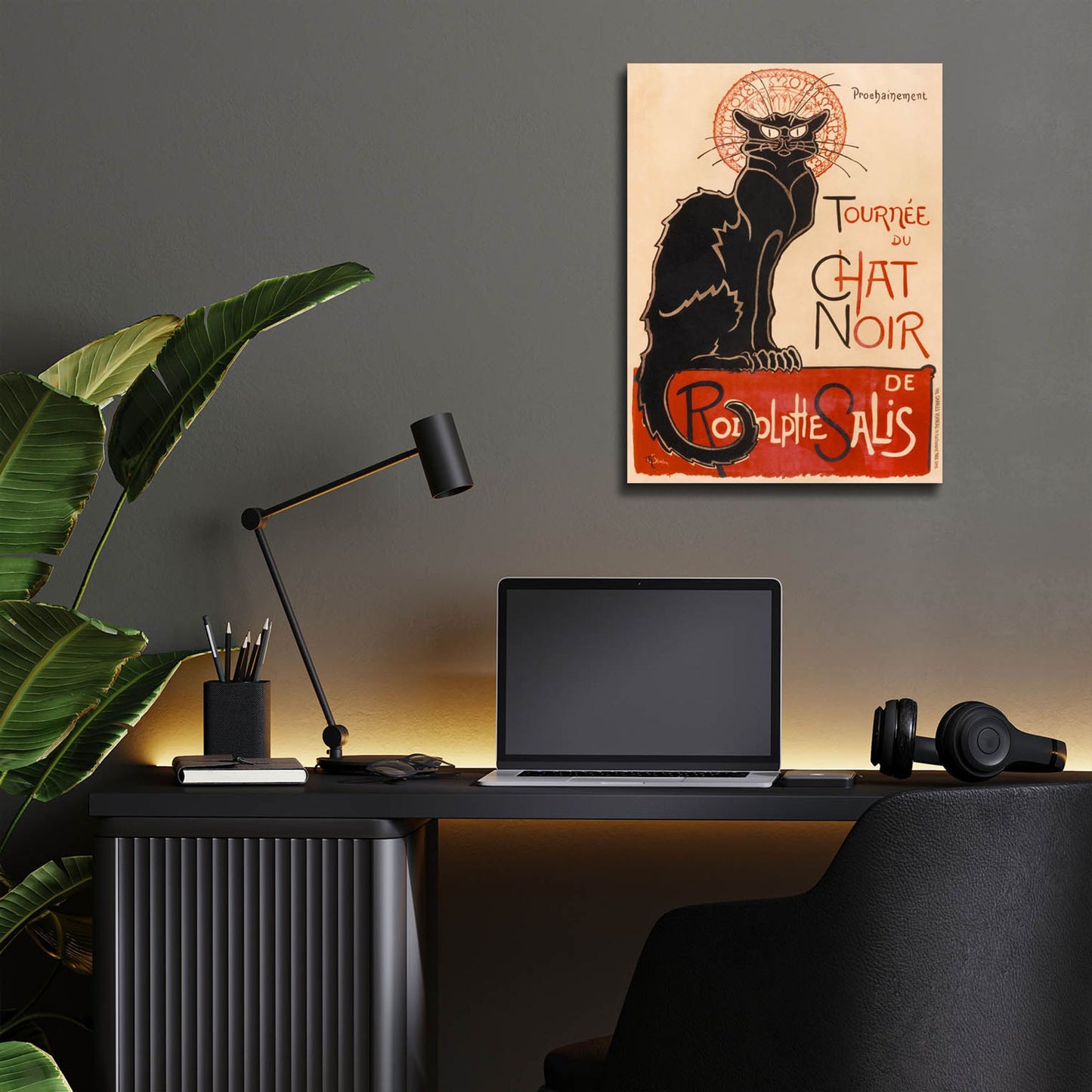 Epic Art ' Chat Noir' by Theophile Alexandre Steinlen, Acrylic Glass Wall Art,12x16