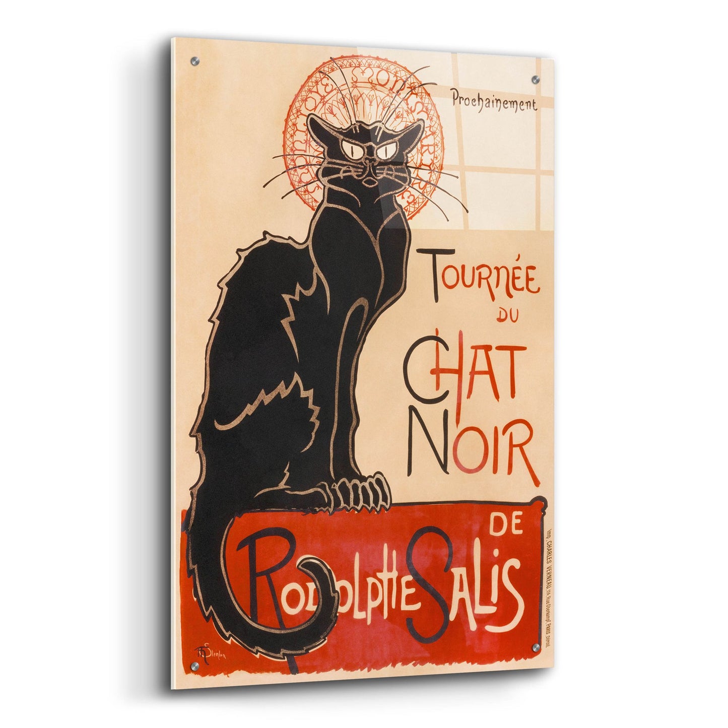 Epic Art ' Chat Noir' by Theophile Alexandre Steinlen, Acrylic Glass Wall Art,24x36