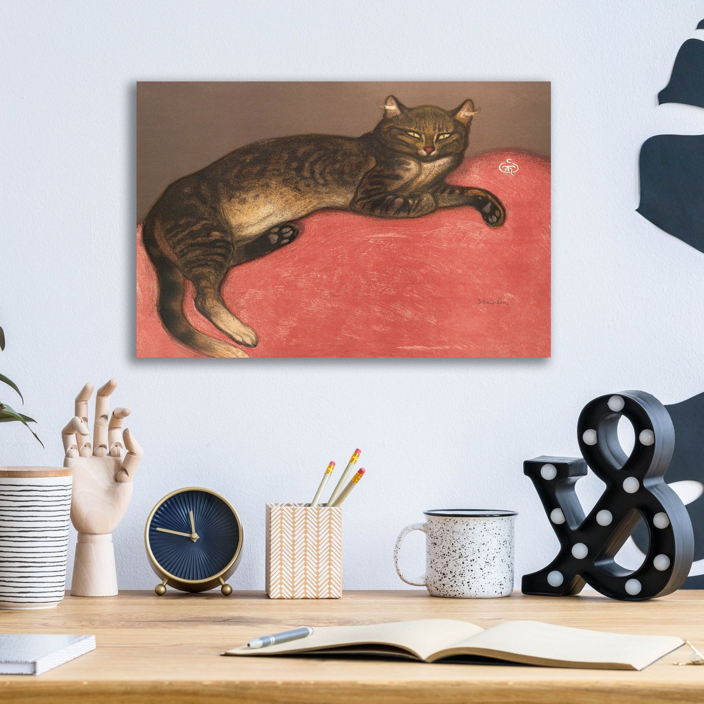 Epic Art ' Cat on a Cushion' by Theophile Alexandre Steinlen, Acrylic Glass Wall Art,16x12