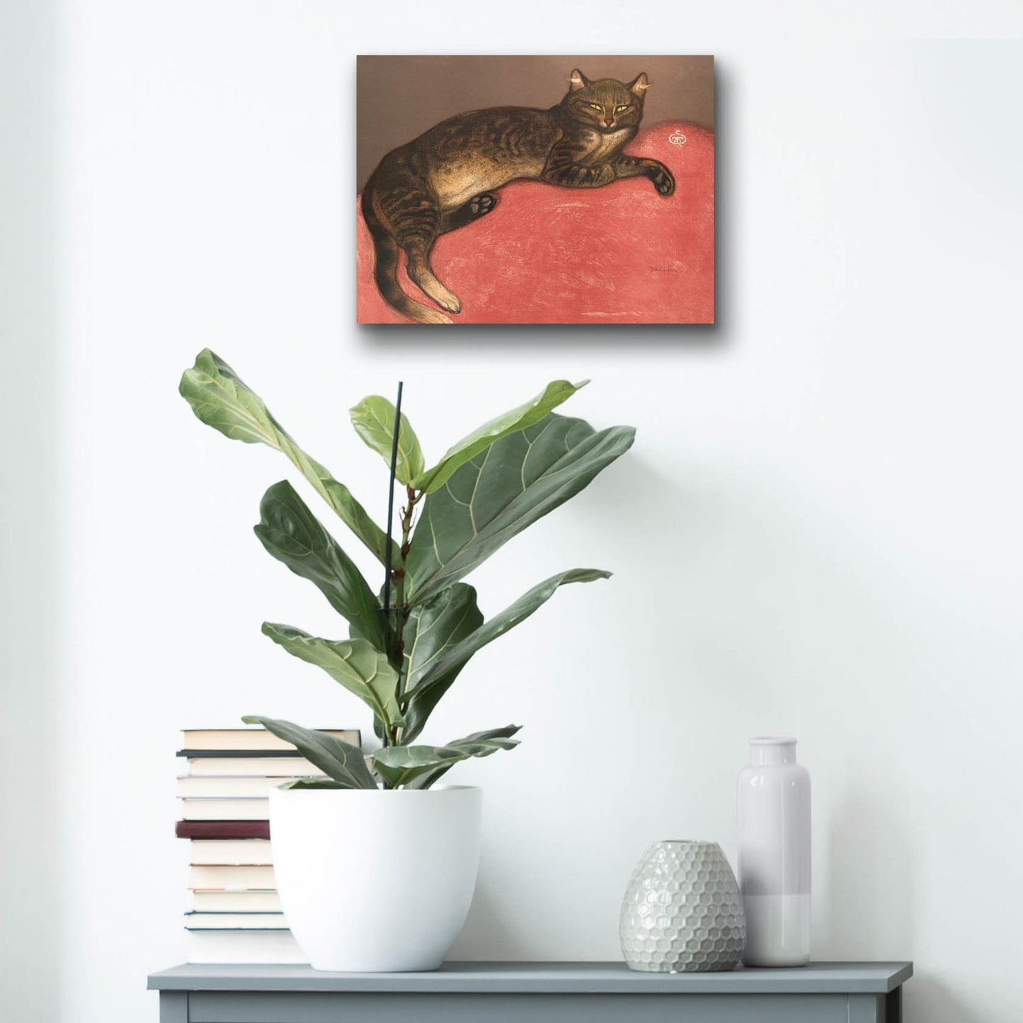 Epic Art ' Cat on a Cushion' by Theophile Alexandre Steinlen, Acrylic Glass Wall Art,16x12