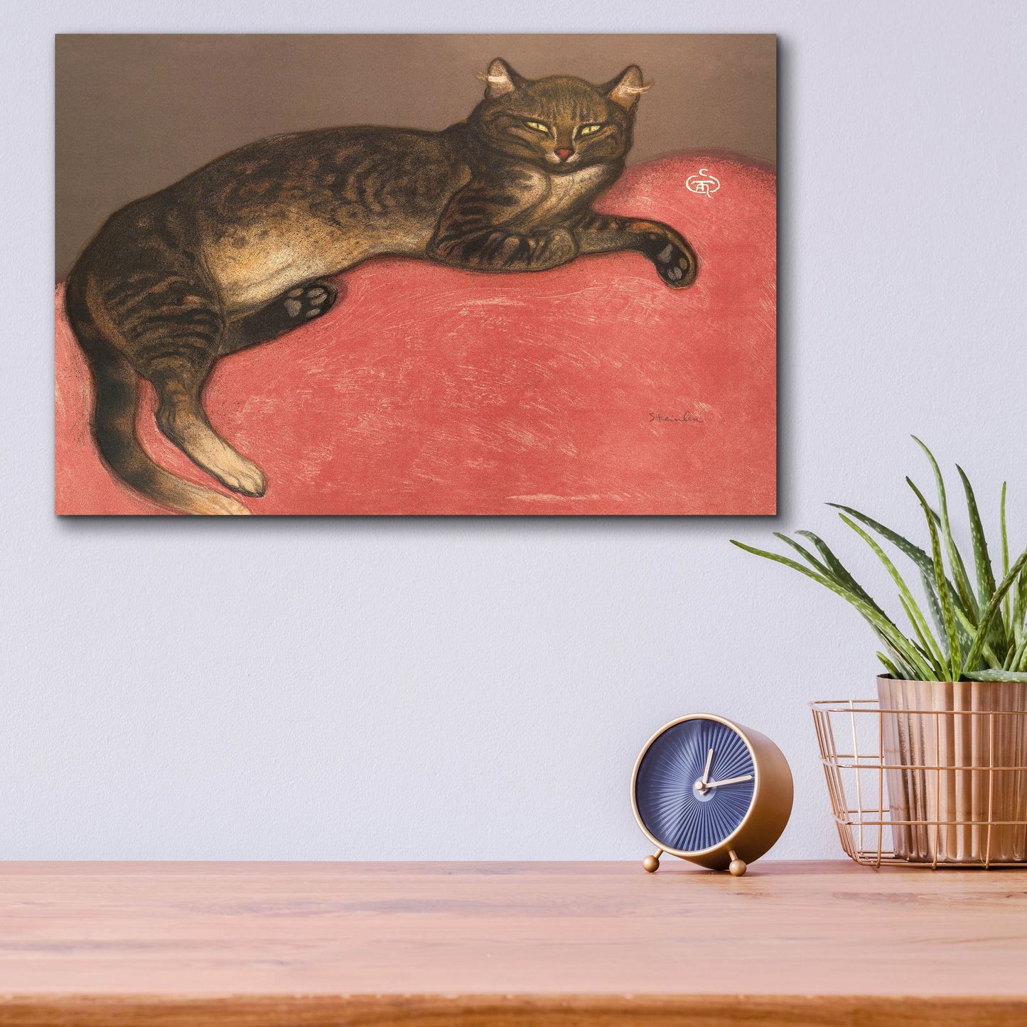 Epic Art ' Cat on a Cushion' by Theophile Alexandre Steinlen, Acrylic Glass Wall Art,16x12