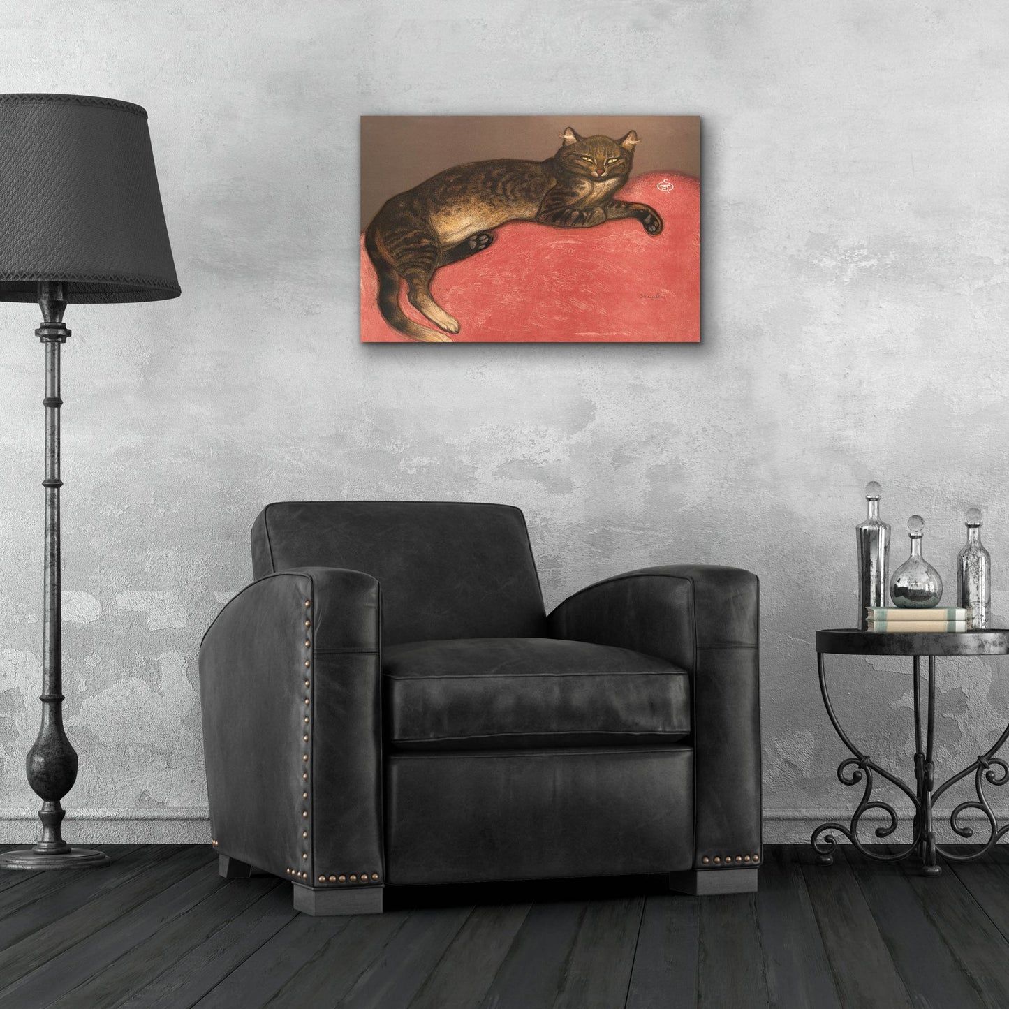 Epic Art ' Cat on a Cushion' by Theophile Alexandre Steinlen, Acrylic Glass Wall Art,24x16