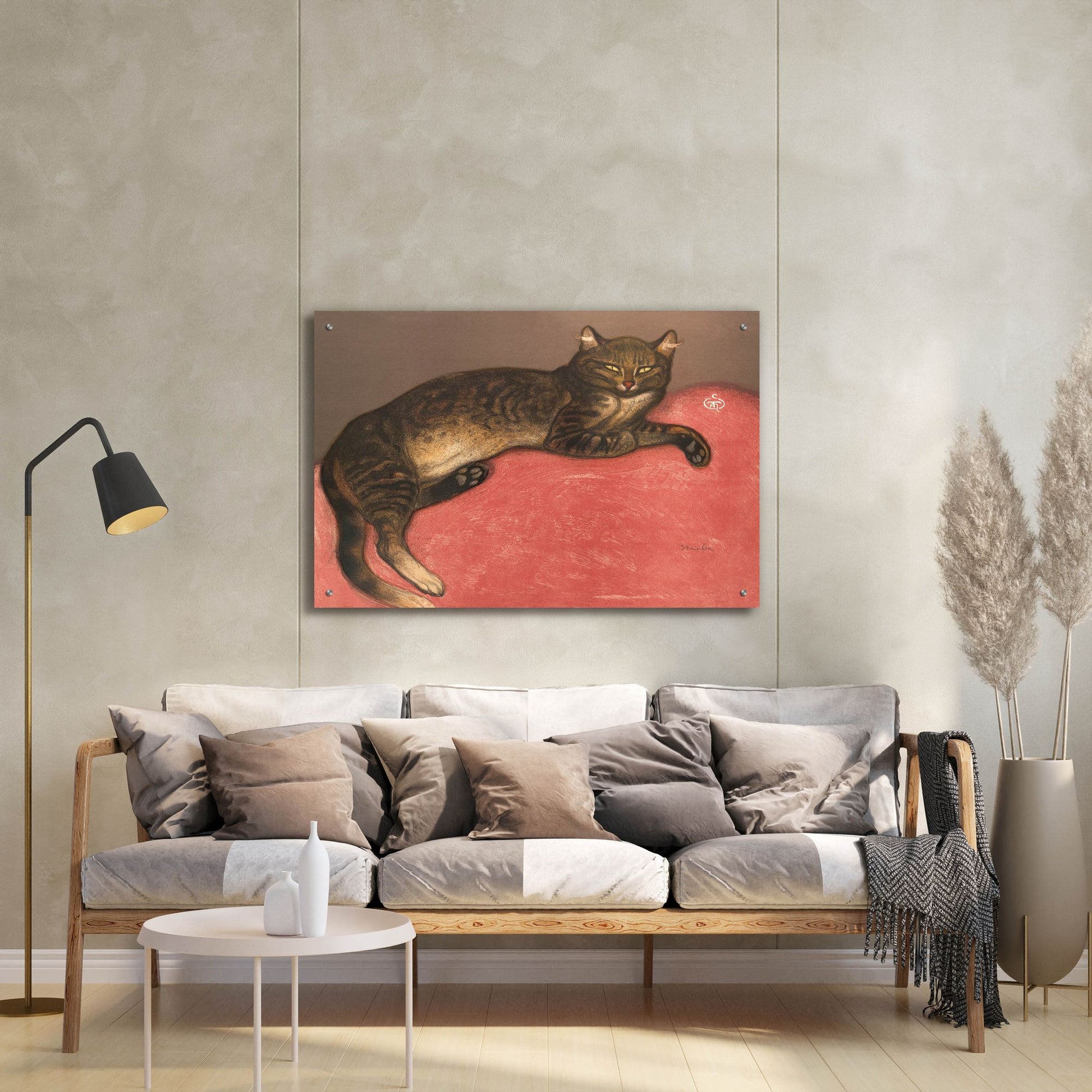 Epic Art ' Cat on a Cushion' by Theophile Alexandre Steinlen, Acrylic Glass Wall Art,36x24