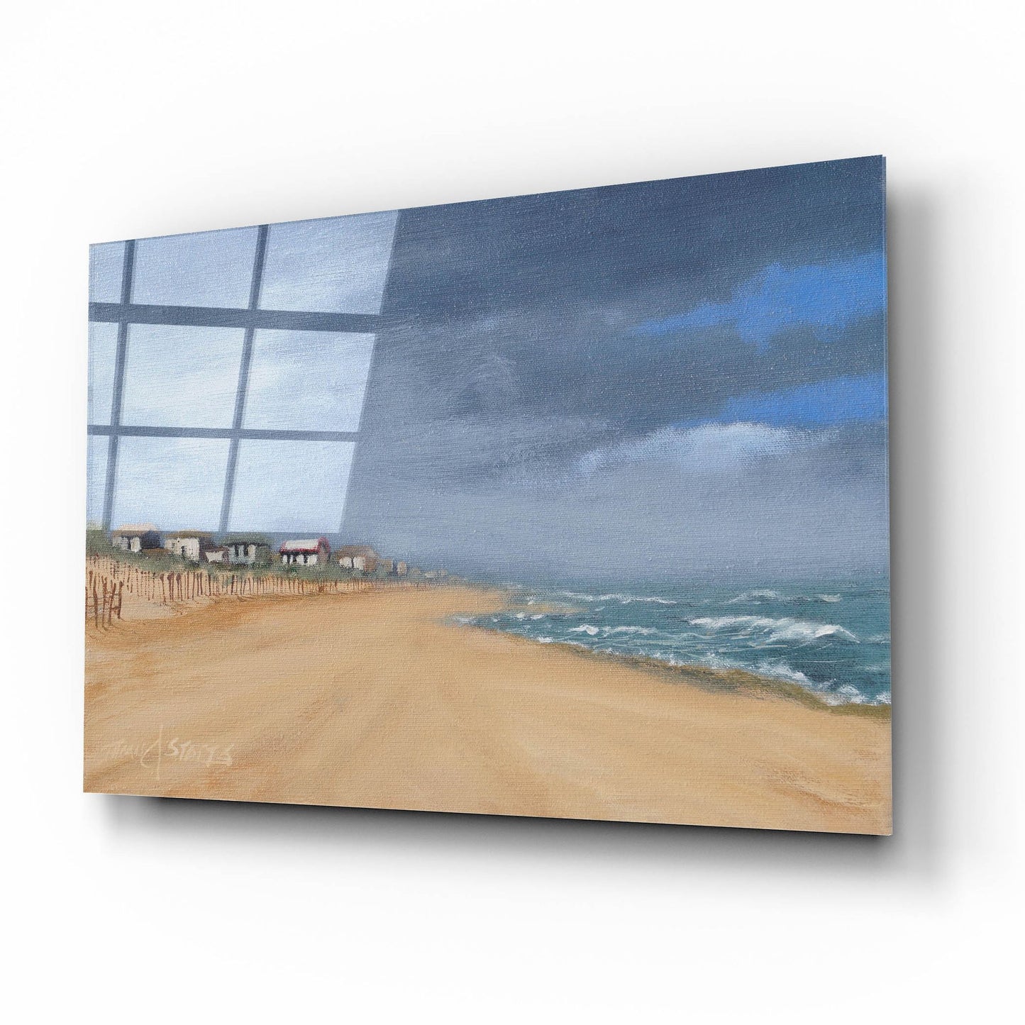 Epic Art ' Beach Houses and Surf' by Thomas Stotts, Acrylic Glass Wall Art,16x12