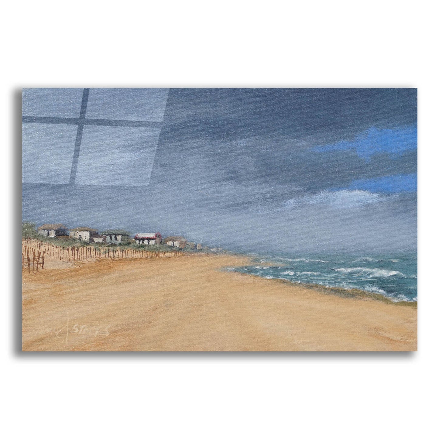 Epic Art ' Beach Houses and Surf' by Thomas Stotts, Acrylic Glass Wall Art,24x16