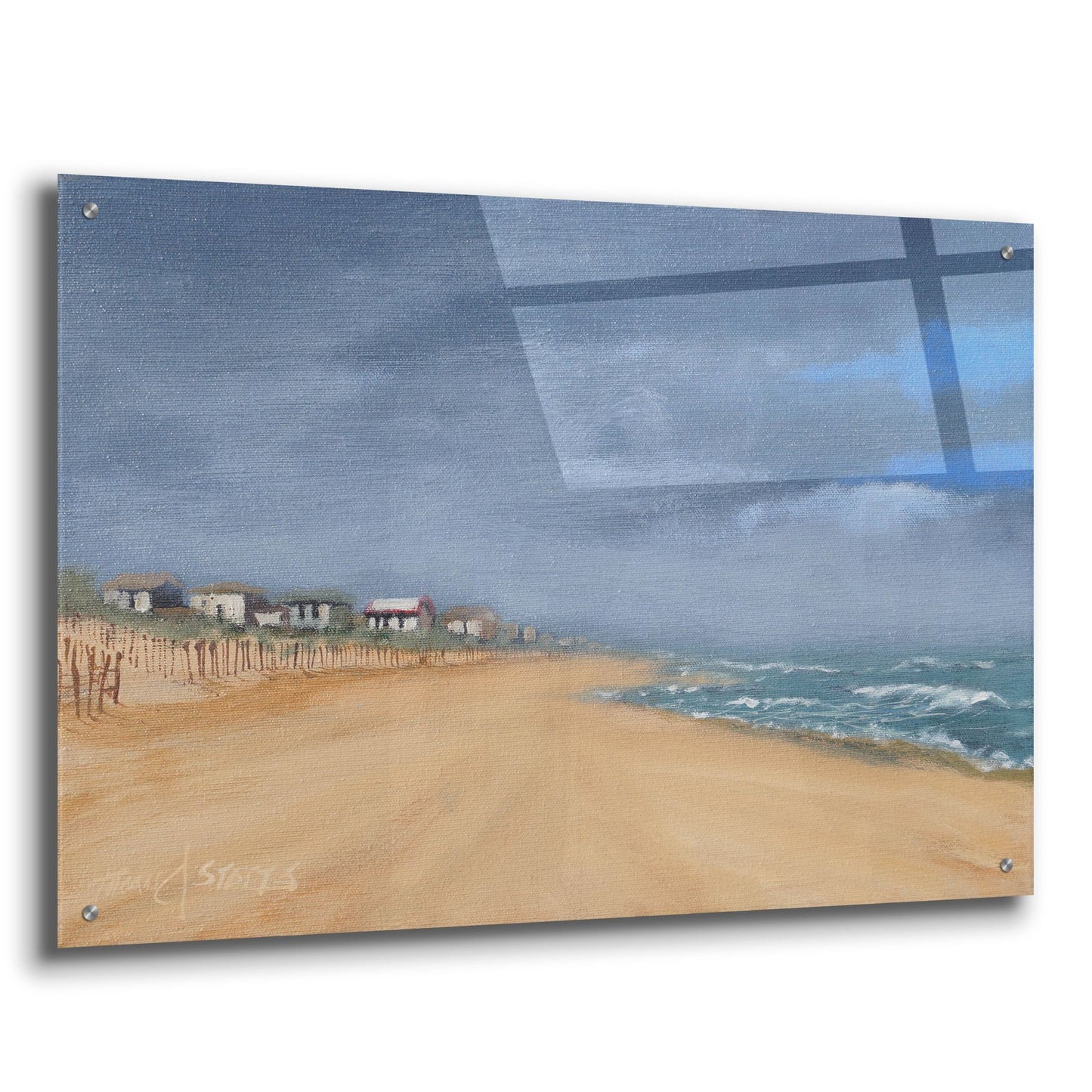 Epic Art ' Beach Houses and Surf' by Thomas Stotts, Acrylic Glass Wall Art,36x24