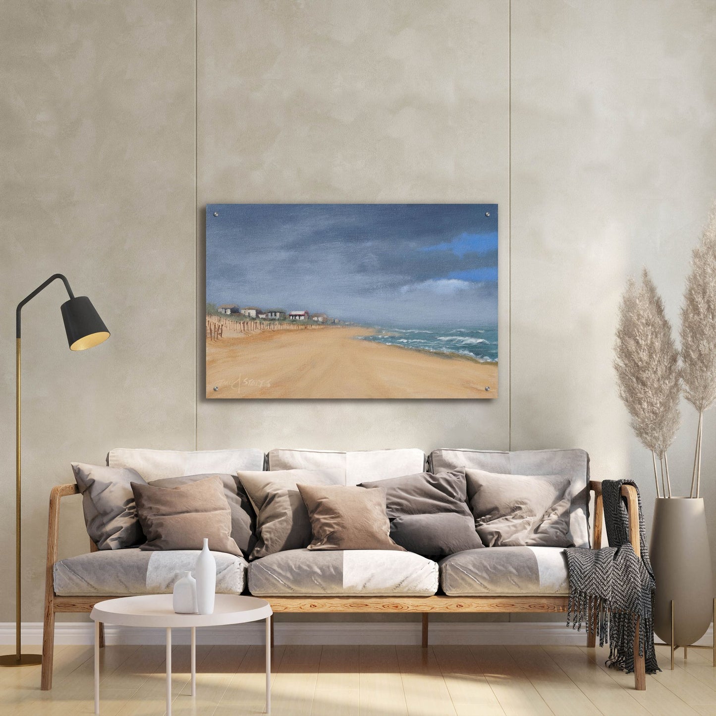 Epic Art ' Beach Houses and Surf' by Thomas Stotts, Acrylic Glass Wall Art,36x24