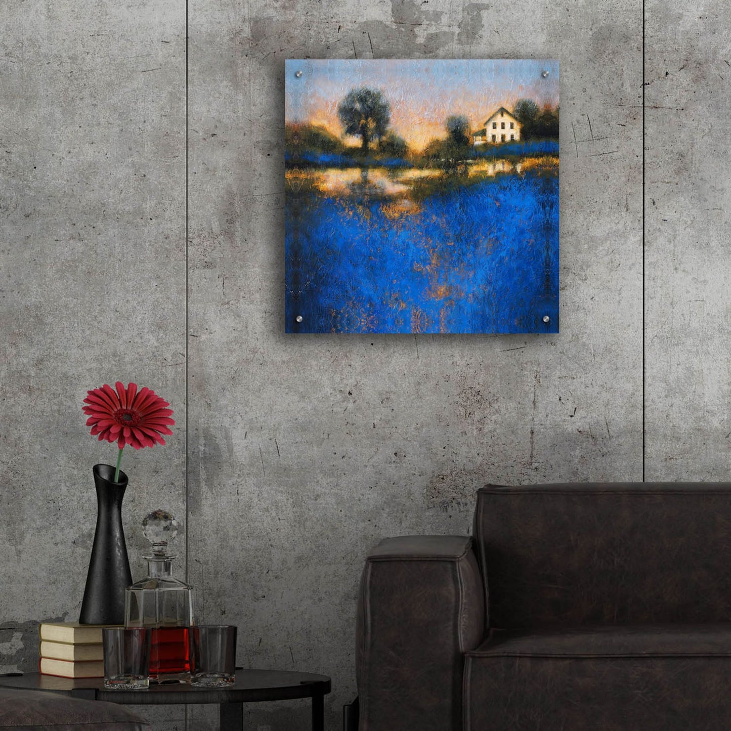 Epic Art ' Blue Fields' by Thomas Stotts, Acrylic Glass Wall Art,24x24