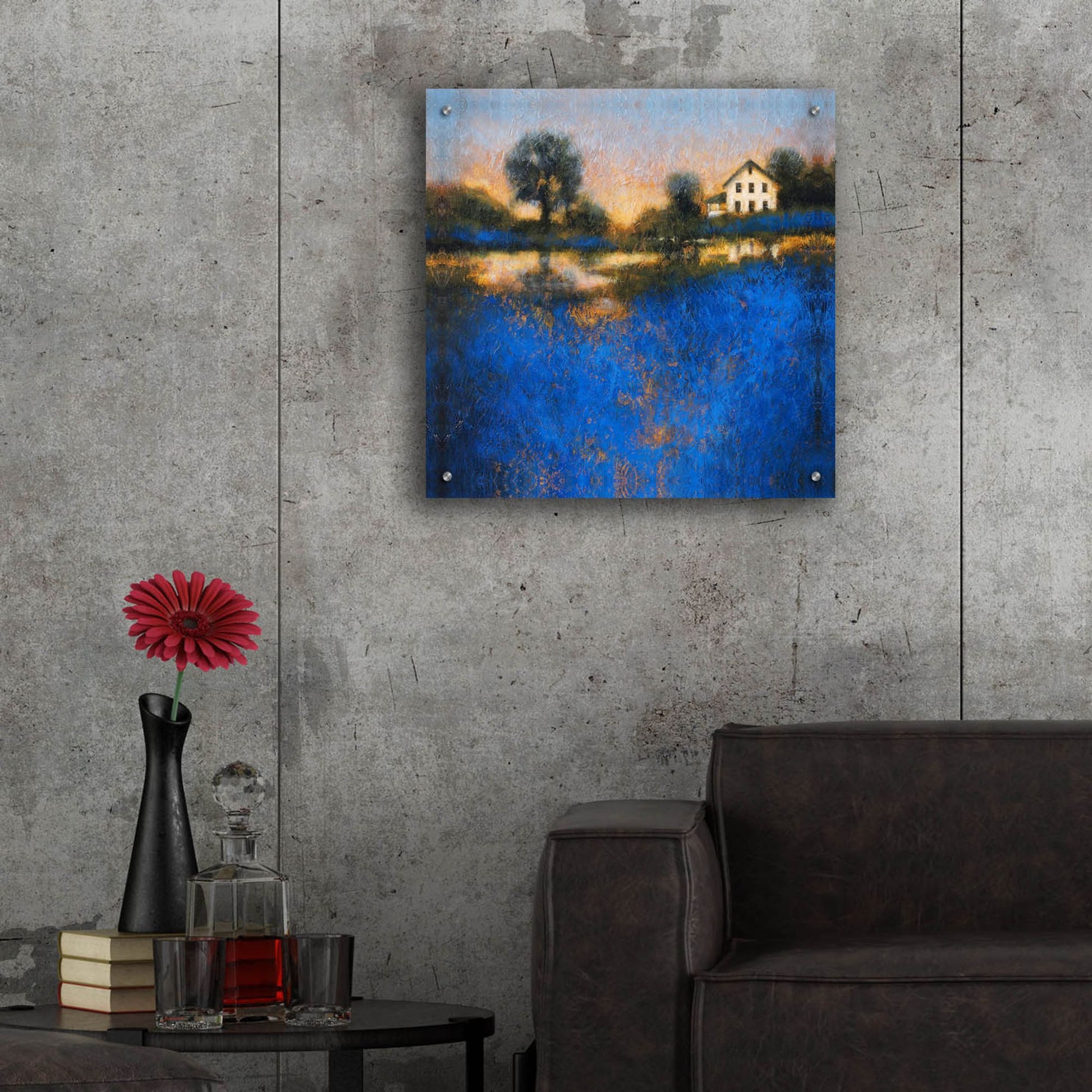 Epic Art ' Blue Fields' by Thomas Stotts, Acrylic Glass Wall Art,24x24