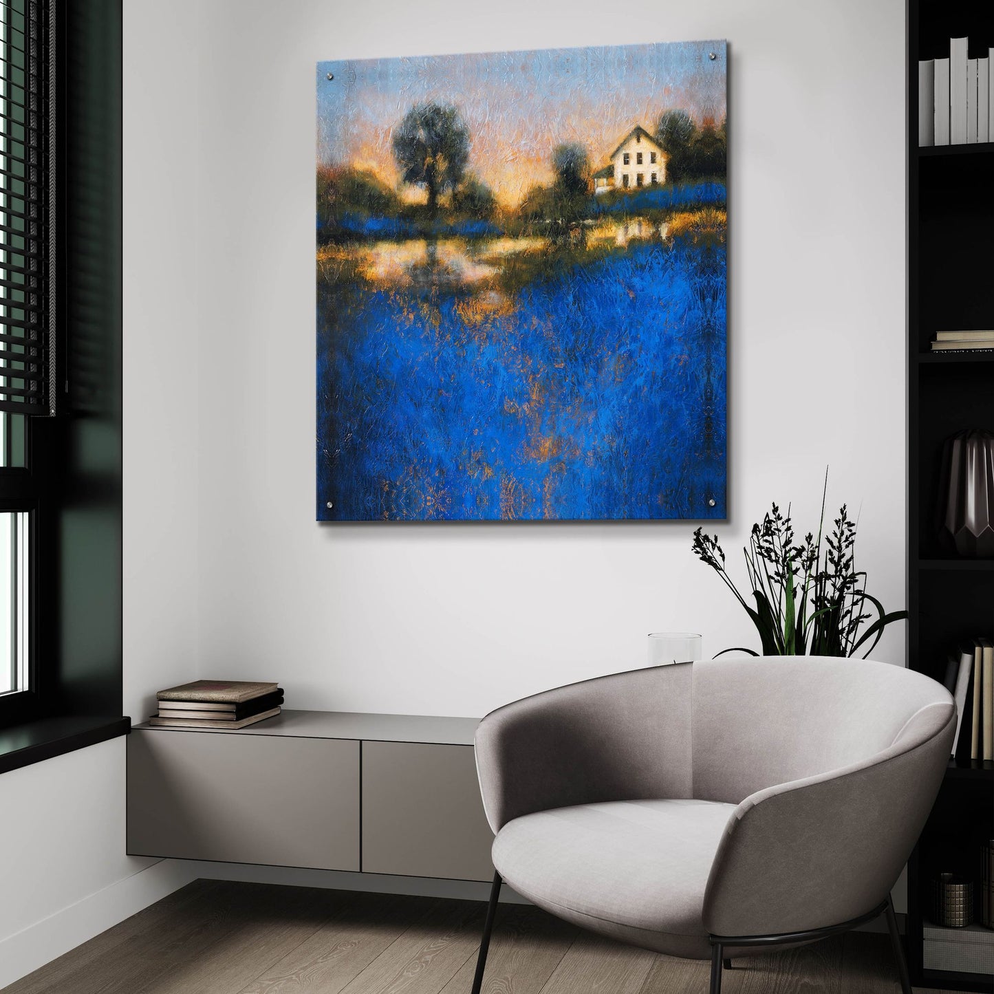 Epic Art ' Blue Fields' by Thomas Stotts, Acrylic Glass Wall Art,36x36