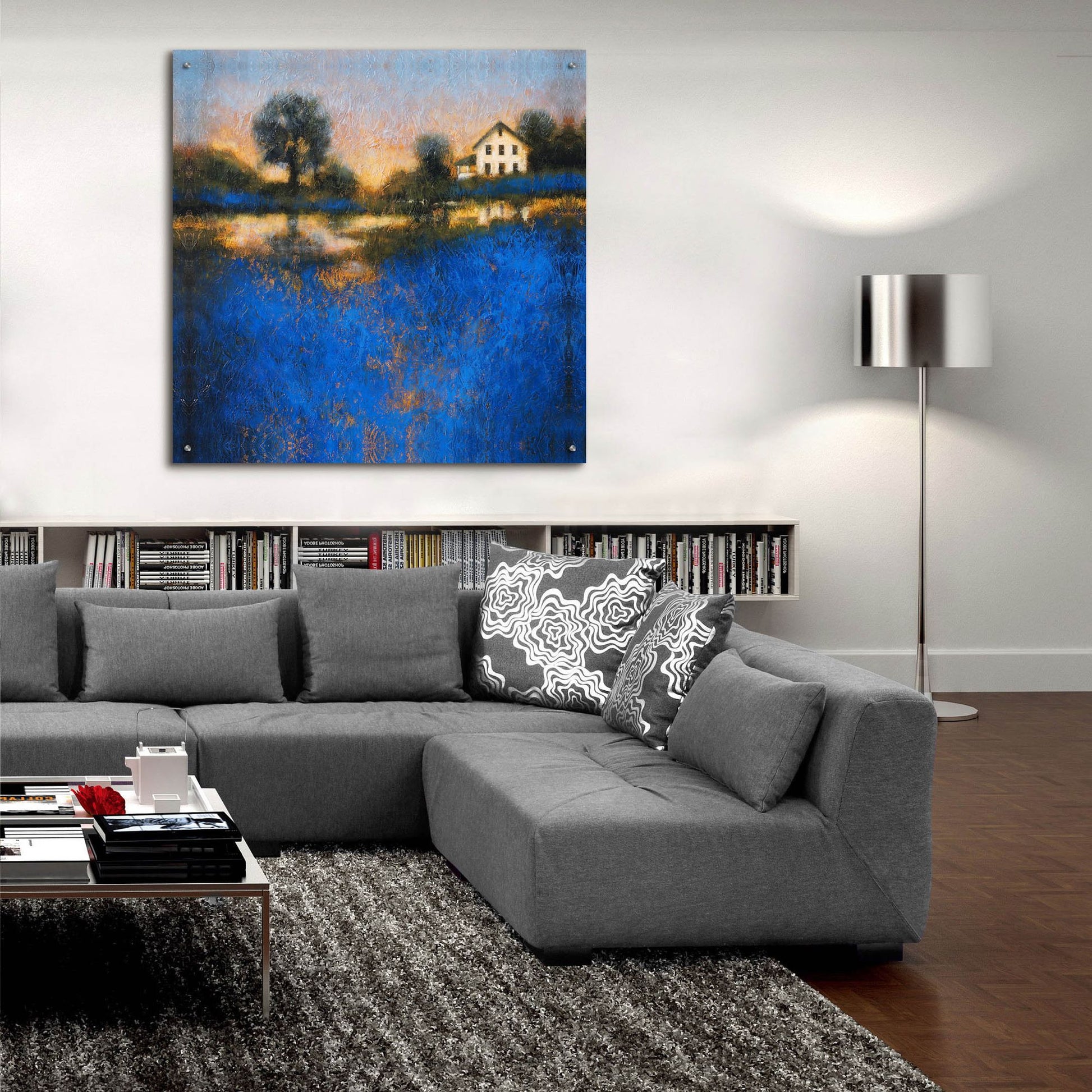 Epic Art ' Blue Fields' by Thomas Stotts, Acrylic Glass Wall Art,36x36