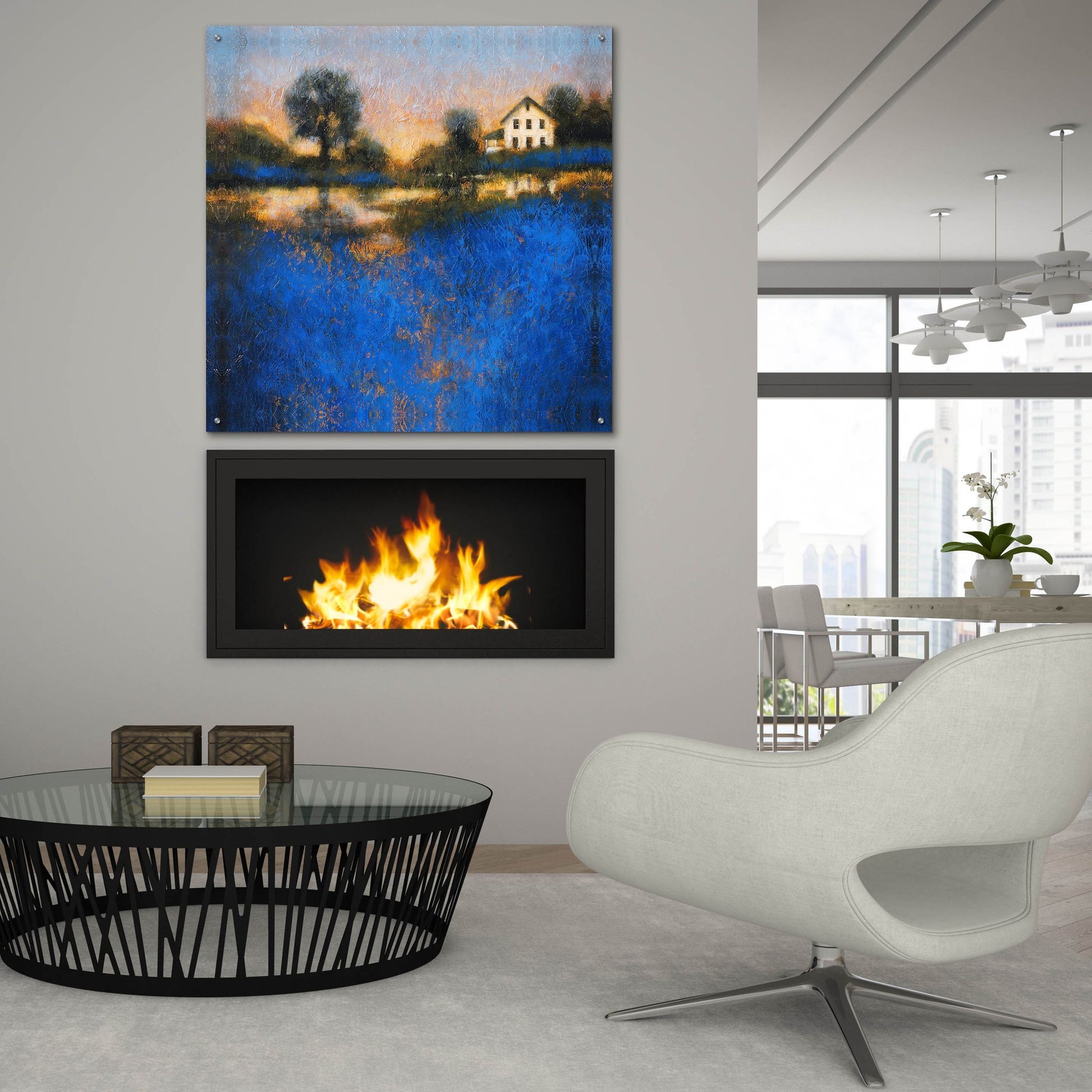 Epic Art ' Blue Fields' by Thomas Stotts, Acrylic Glass Wall Art,36x36