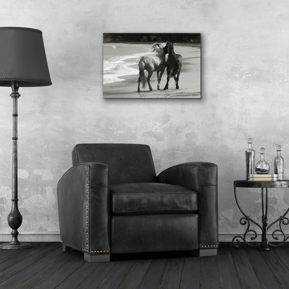 Epic Art ' Young Mustangs on Beach' by Traer Scott, Acrylic Glass Wall Art,24x16