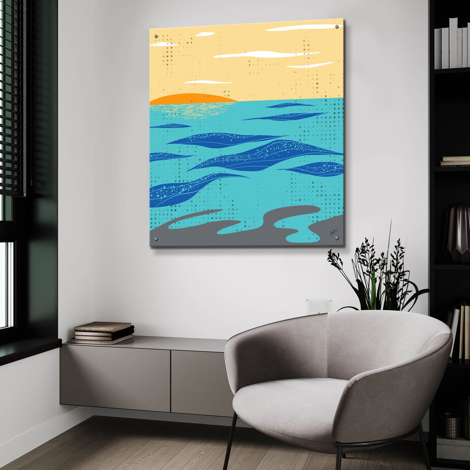 Epic Art ' Calm Surf' by Trish Sierer, Acrylic Glass Wall Art,36x36