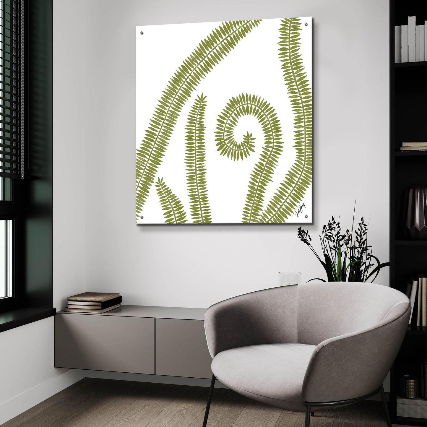 Epic Art ' Curly Fern' by Trish Sierer, Acrylic Glass Wall Art,36x36