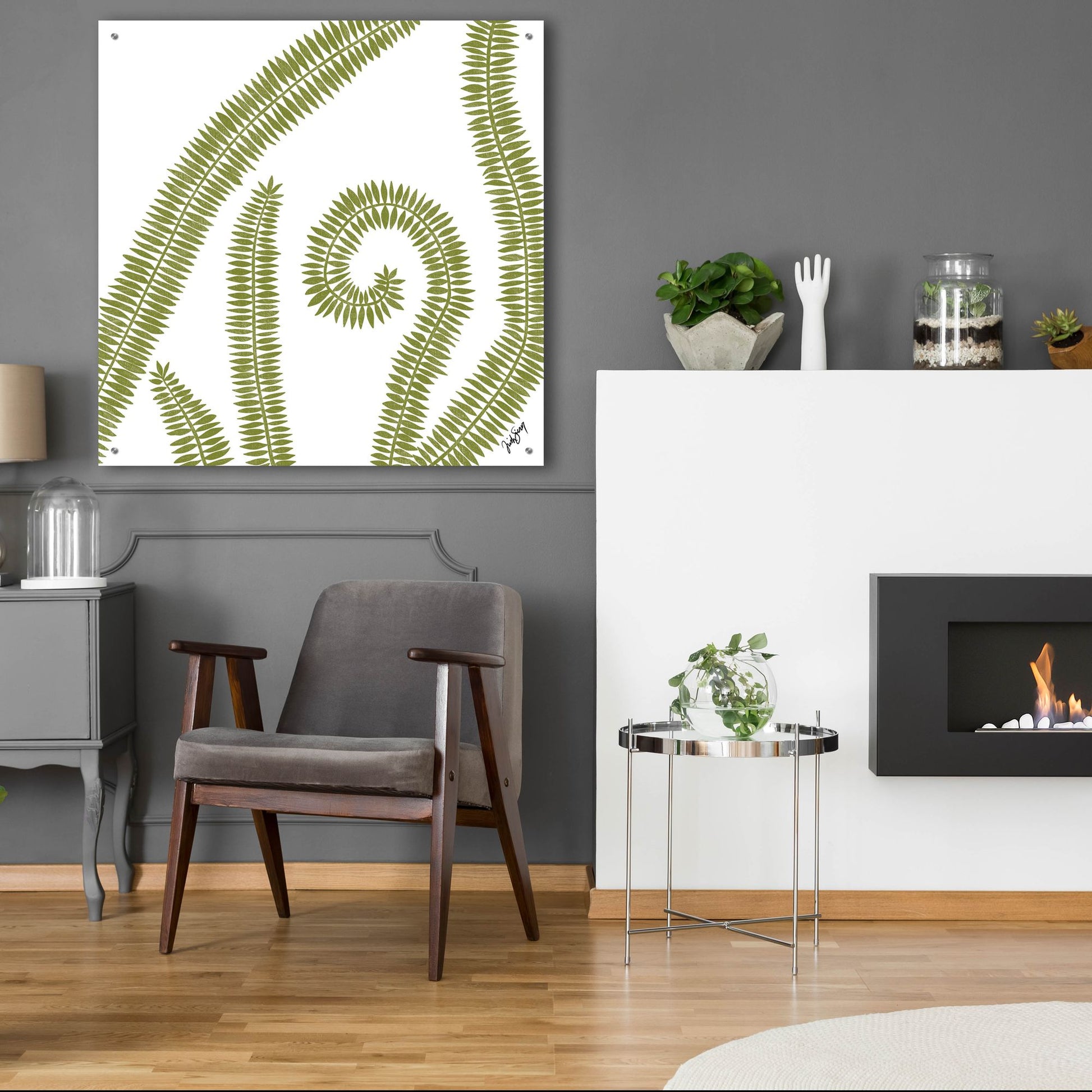 Epic Art ' Curly Fern' by Trish Sierer, Acrylic Glass Wall Art,36x36