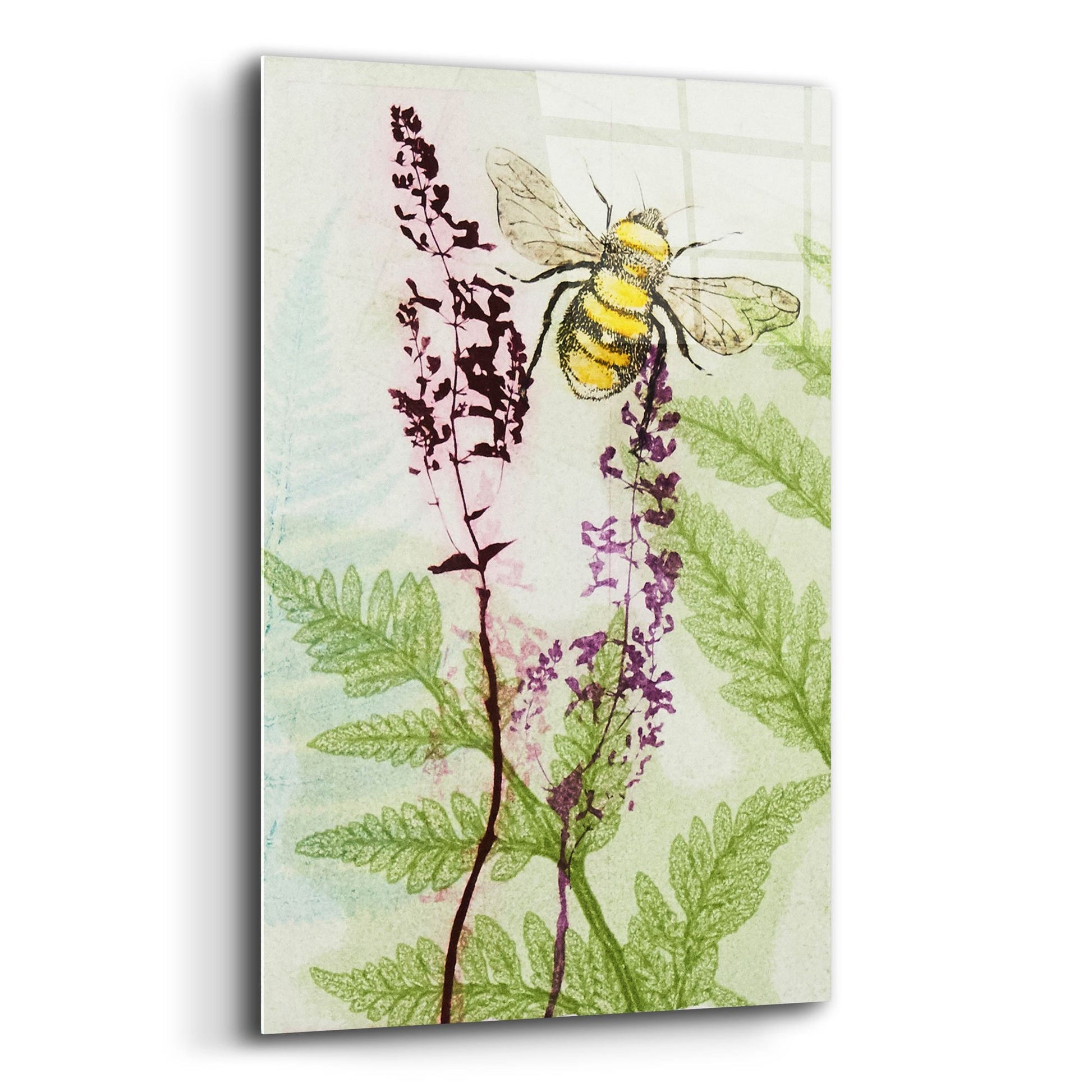 Epic Art ' Bees Amongst the Liriope' by Trudy Rice, Acrylic Glass Wall Art,12x16