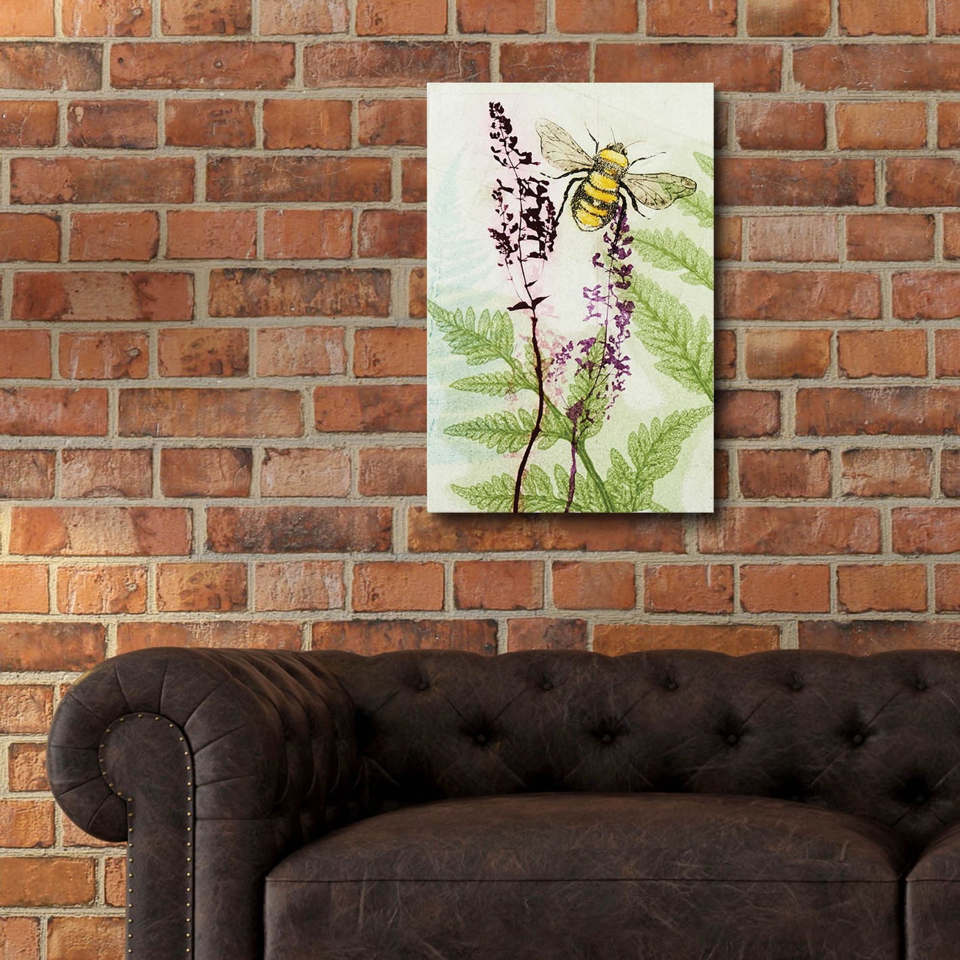 Epic Art ' Bees Amongst the Liriope' by Trudy Rice, Acrylic Glass Wall Art,16x24