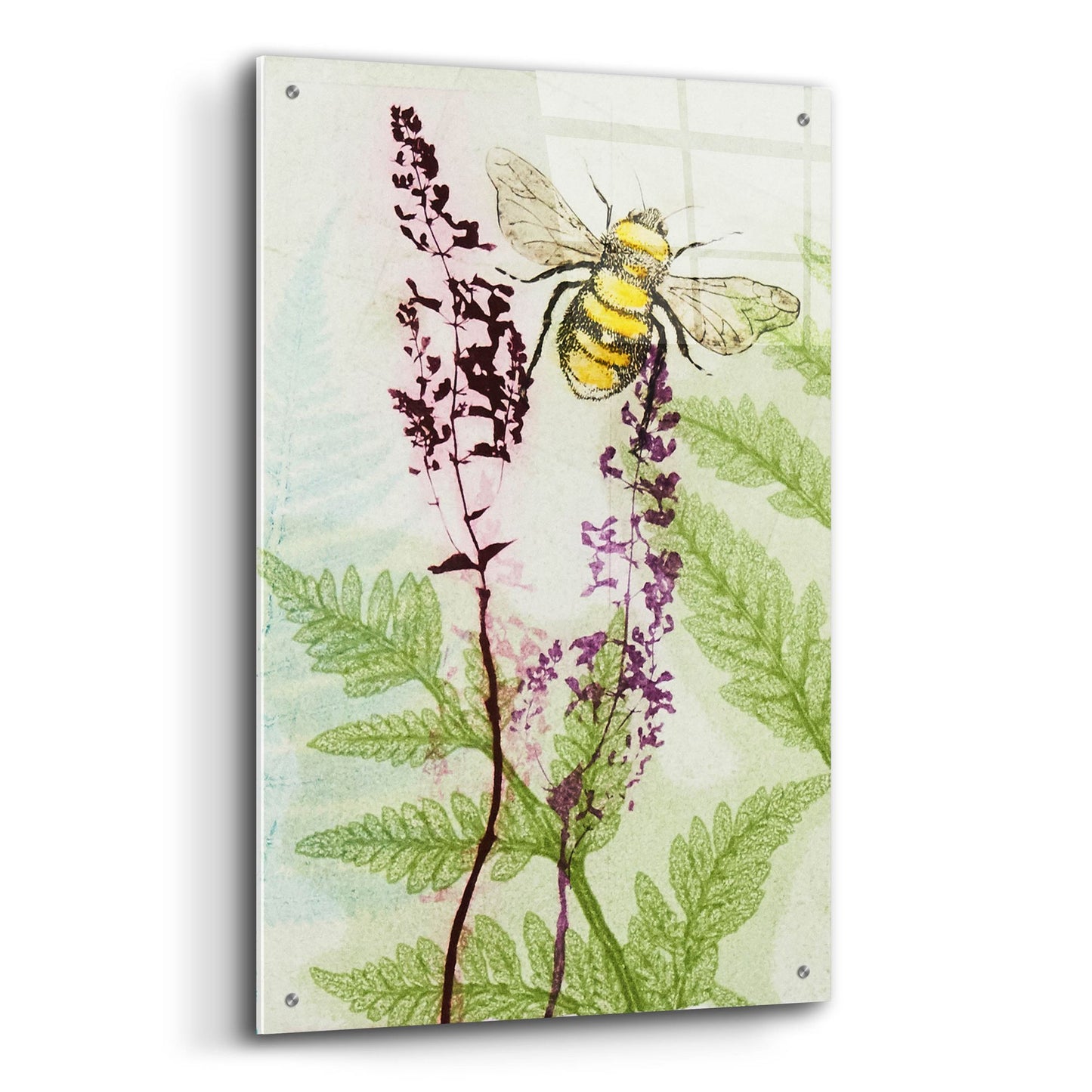 Epic Art ' Bees Amongst the Liriope' by Trudy Rice, Acrylic Glass Wall Art,24x36