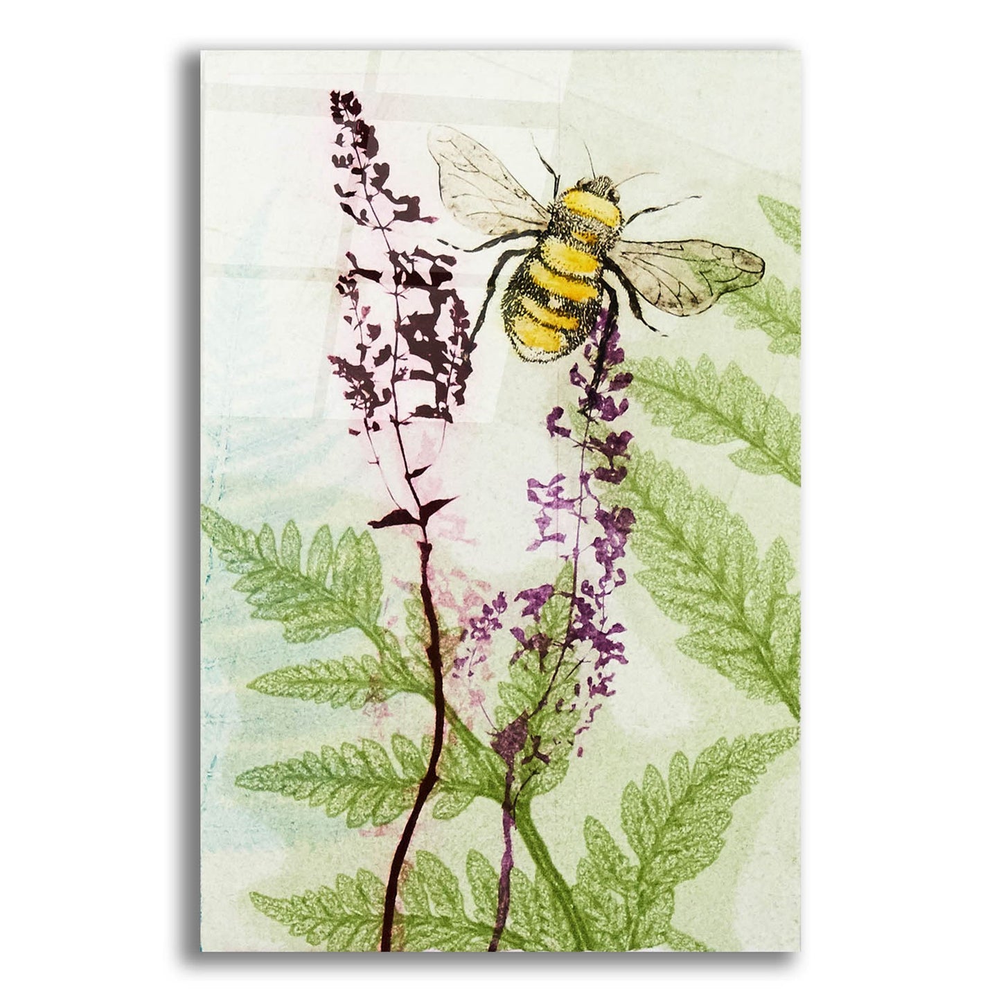 Epic Art ' Bees Amongst the Liriope' by Trudy Rice, Acrylic Glass Wall Art