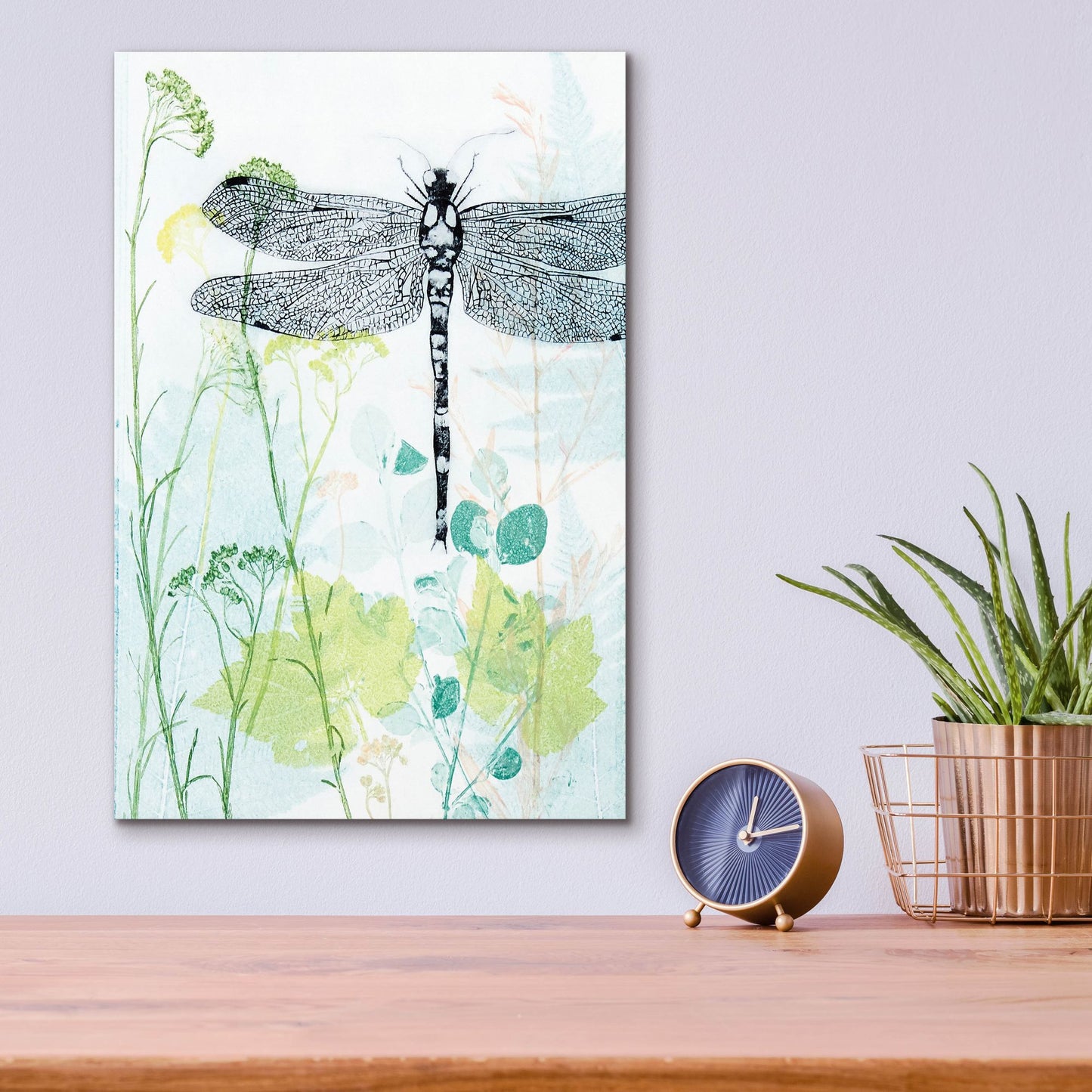 Epic Art ' Dragonfly And The Healing Plant' by Trudy Rice, Acrylic Glass Wall Art,12x16