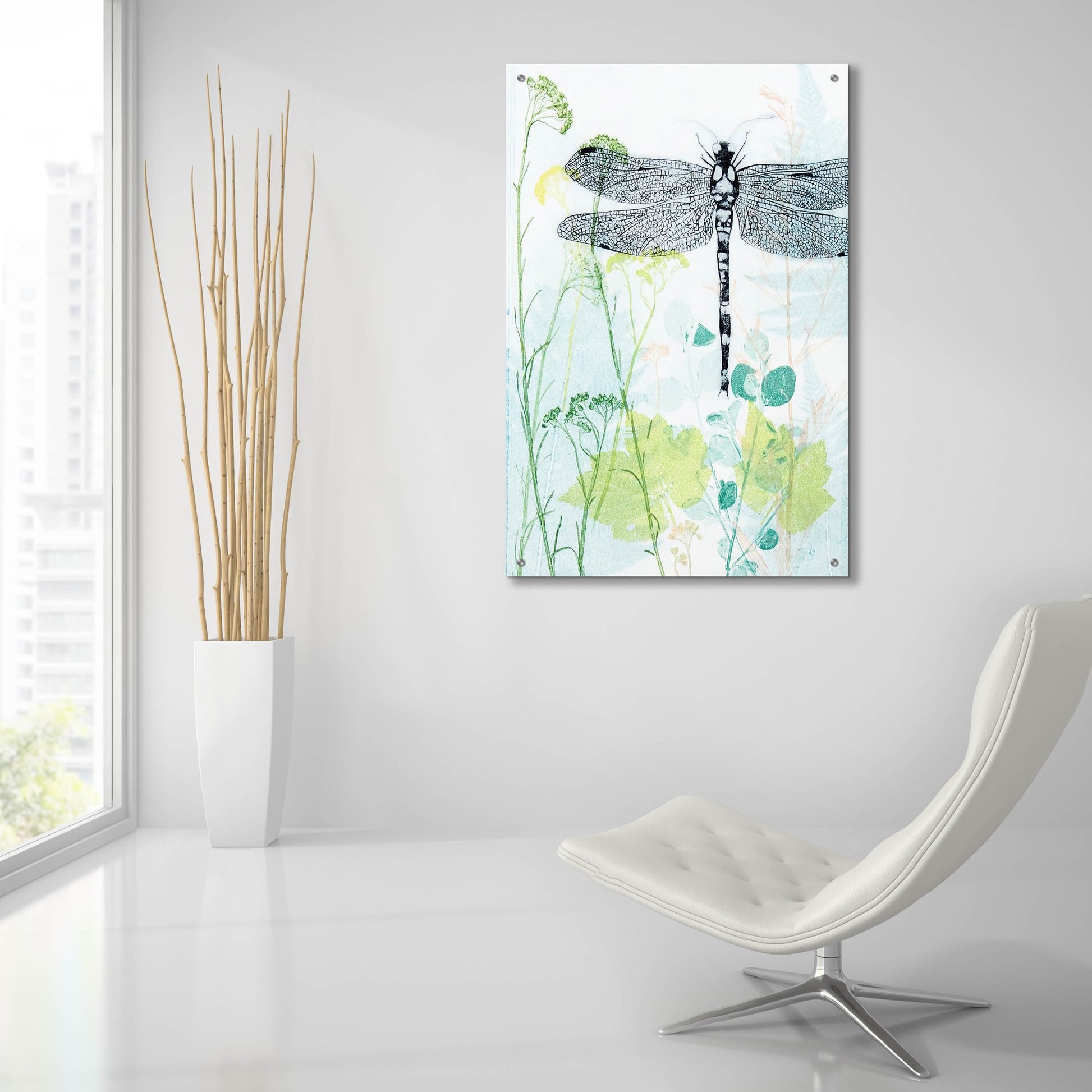 Epic Art ' Dragonfly And The Healing Plant' by Trudy Rice, Acrylic Glass Wall Art,24x36