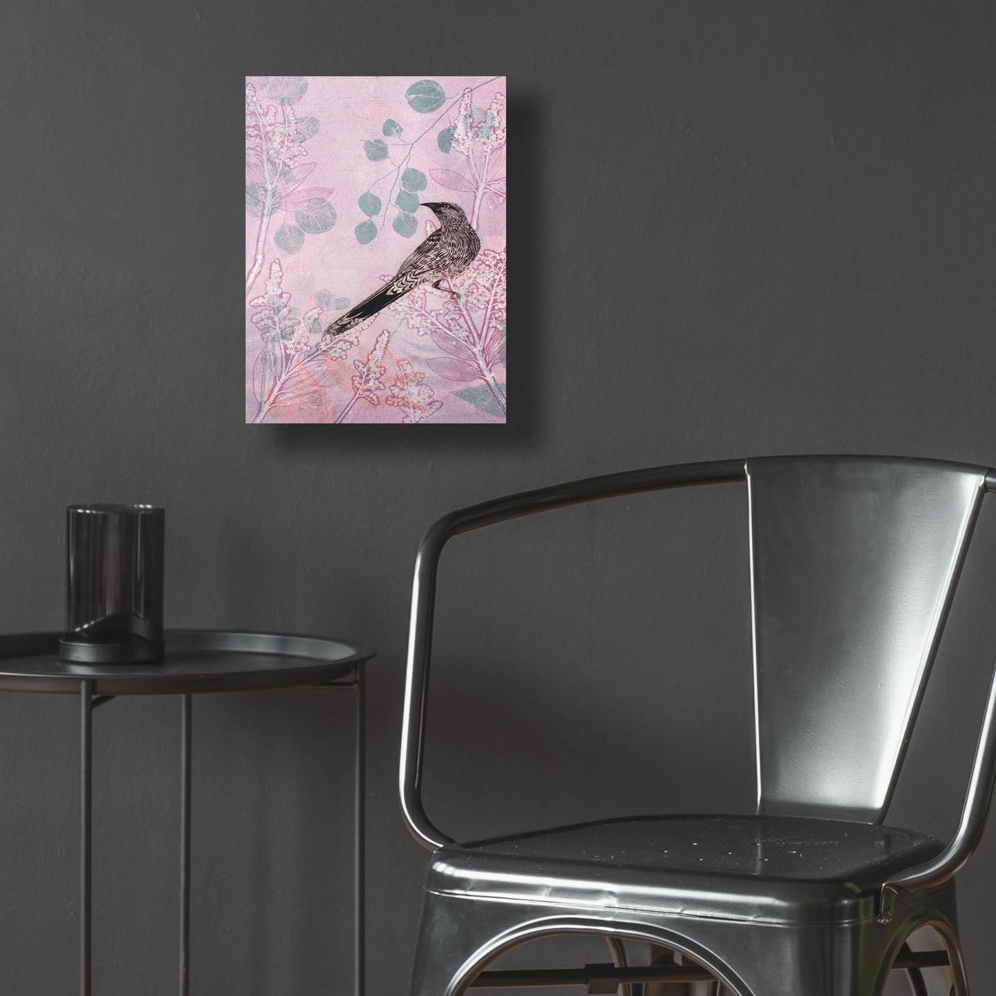 Epic Art ' Dusk Wattlebird in Pink' by Trudy Rice, Acrylic Glass Wall Art,12x16