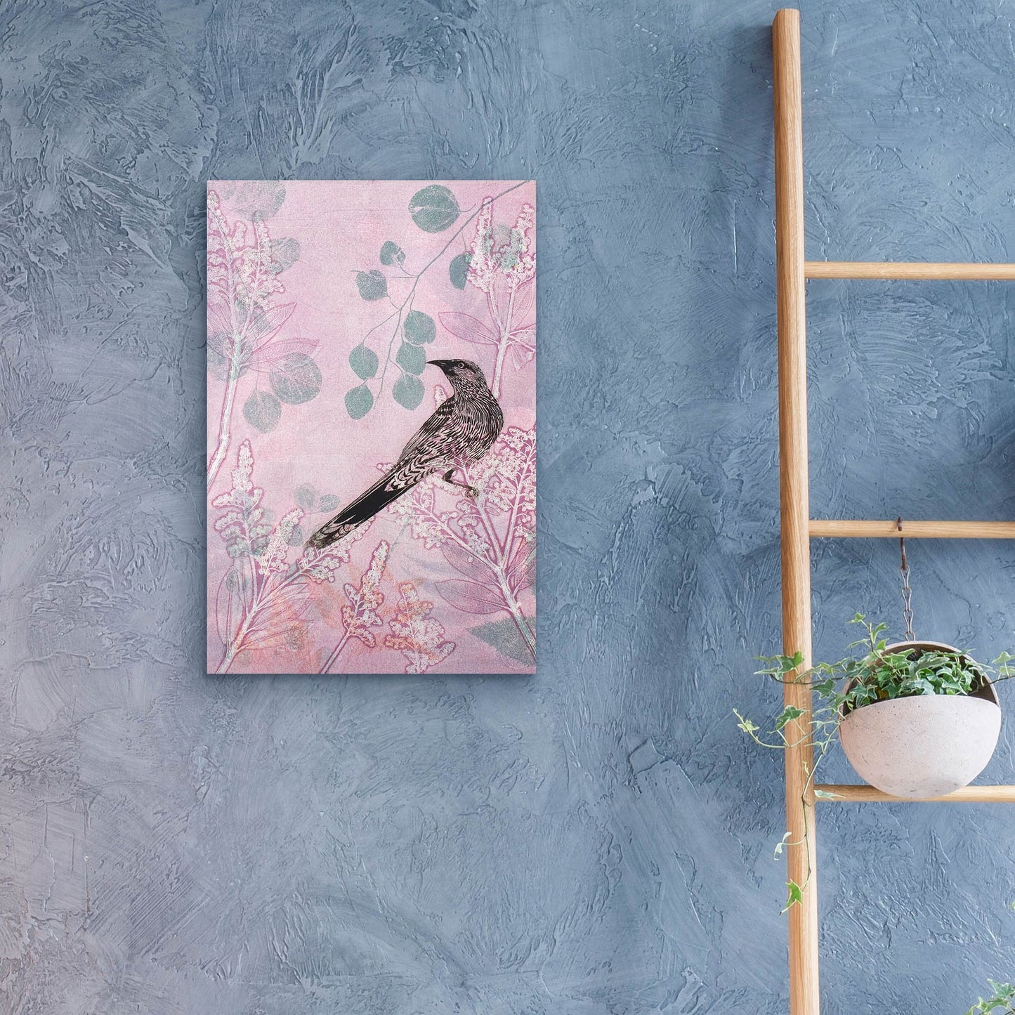 Epic Art ' Dusk Wattlebird in Pink' by Trudy Rice, Acrylic Glass Wall Art,16x24