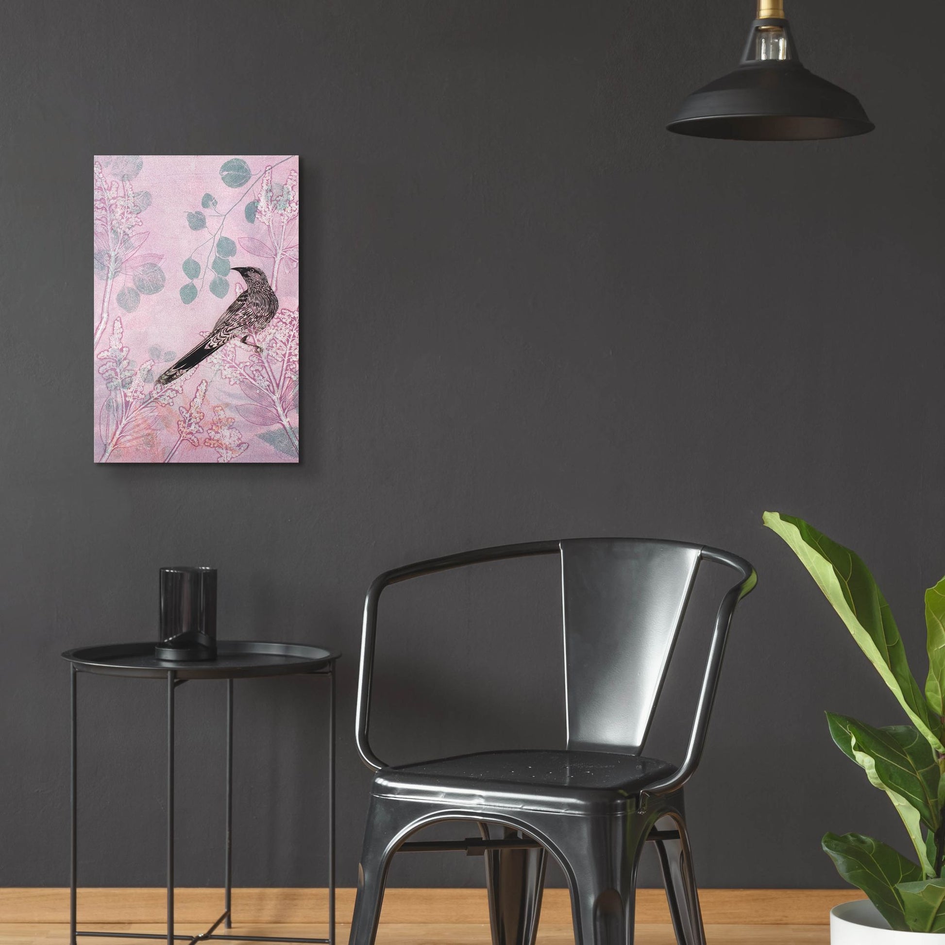 Epic Art ' Dusk Wattlebird in Pink' by Trudy Rice, Acrylic Glass Wall Art,16x24