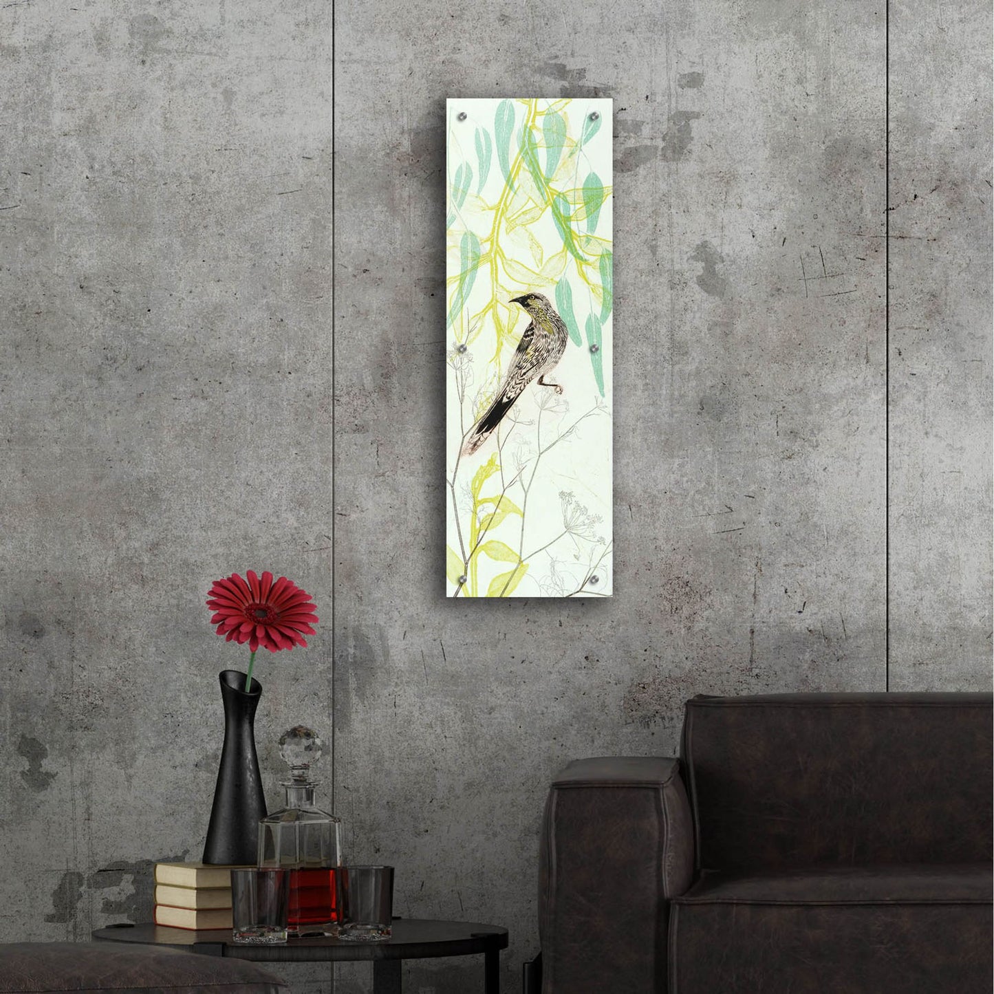 Epic Art ' Eager To Fly Wattlebird' by Trudy Rice, Acrylic Glass Wall Art,12x36