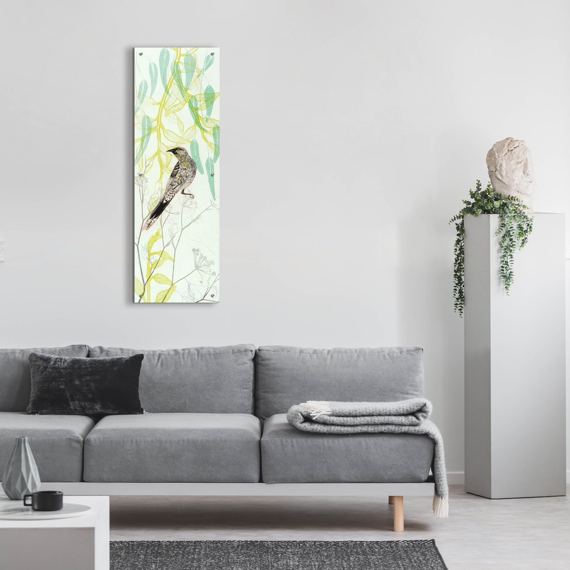 Epic Art ' Eager To Fly Wattlebird' by Trudy Rice, Acrylic Glass Wall Art,16x48