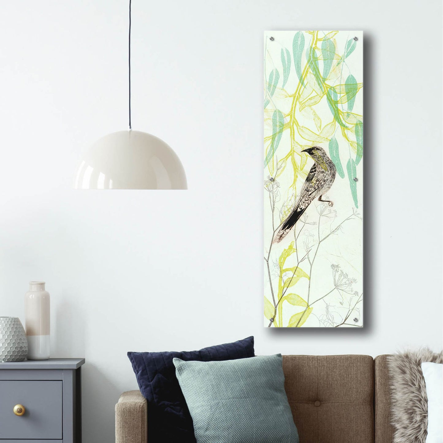 Epic Art ' Eager To Fly Wattlebird' by Trudy Rice, Acrylic Glass Wall Art,16x48