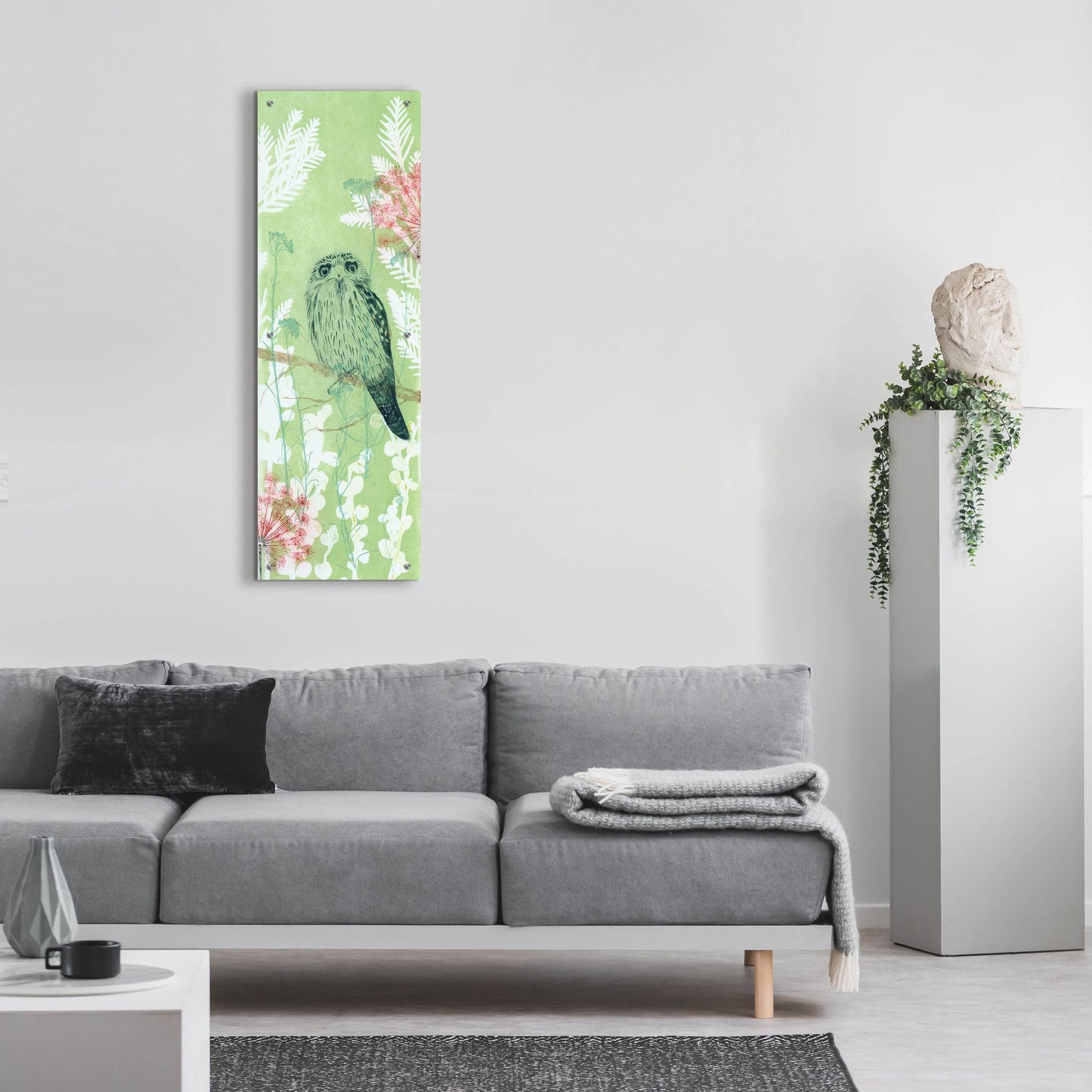 Epic Art ' The Tranquil Tawny Frog Mouth' by Trudy Rice, Acrylic Glass Wall Art,16x48