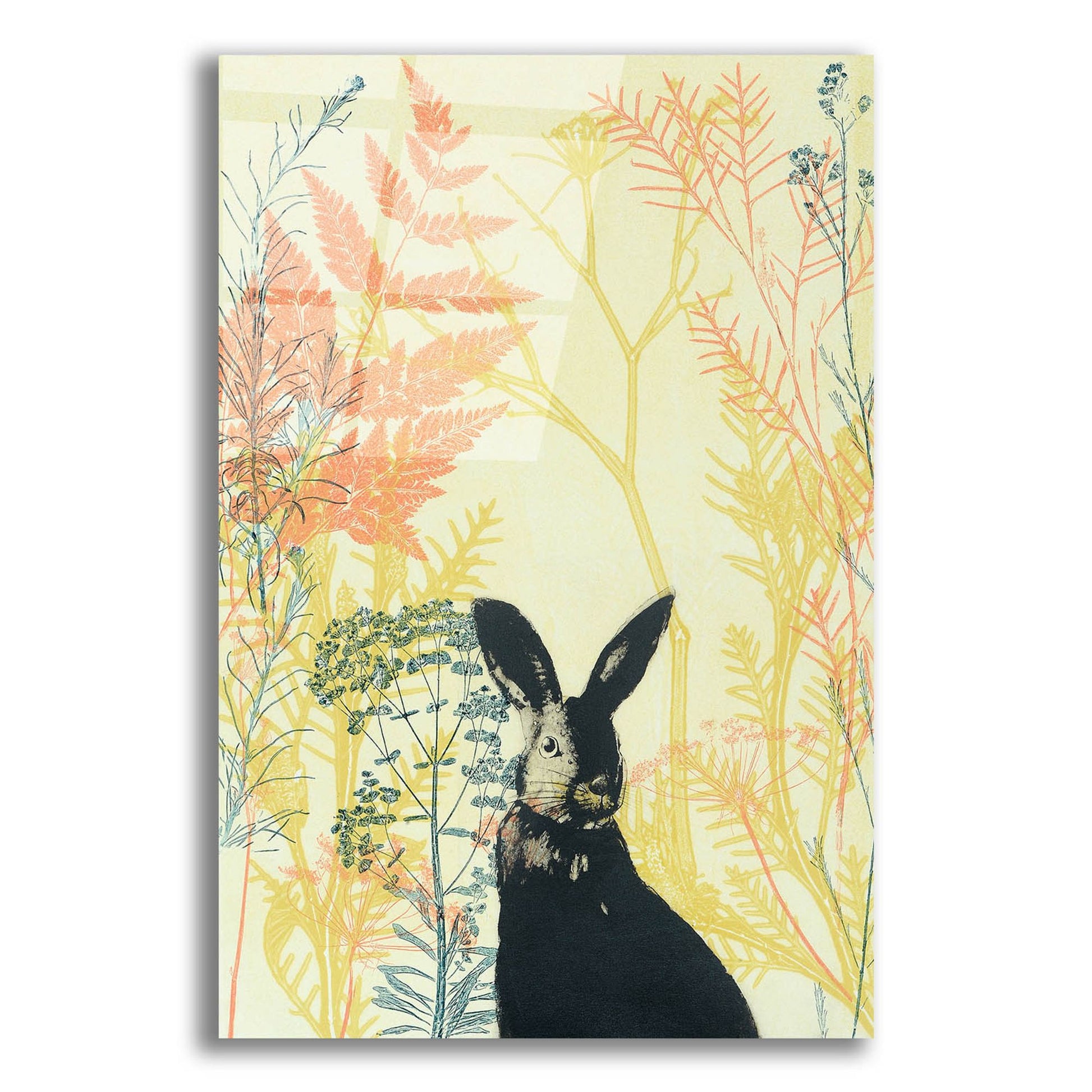 Epic Art ' Wild Bunny in a Shiny Coral Garden' by Trudy Rice, Acrylic Glass Wall Art