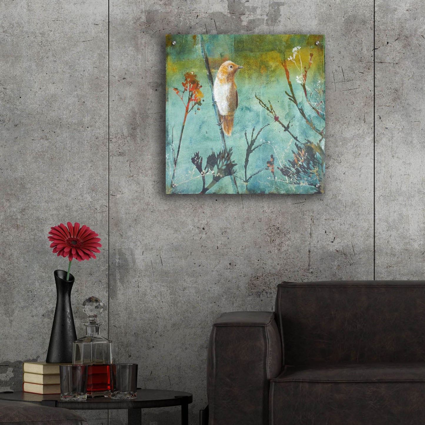 Epic Art ' Australian Reed Warbler' by Trudy Rice, Acrylic Glass Wall Art,24x24