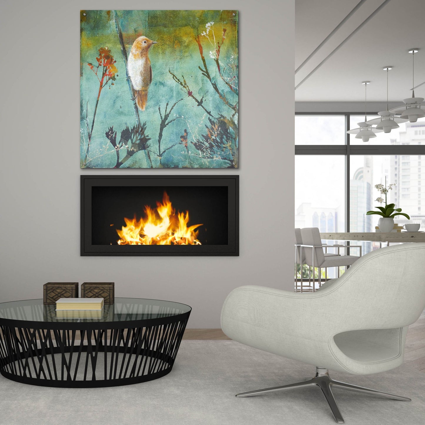 Epic Art ' Australian Reed Warbler' by Trudy Rice, Acrylic Glass Wall Art,36x36