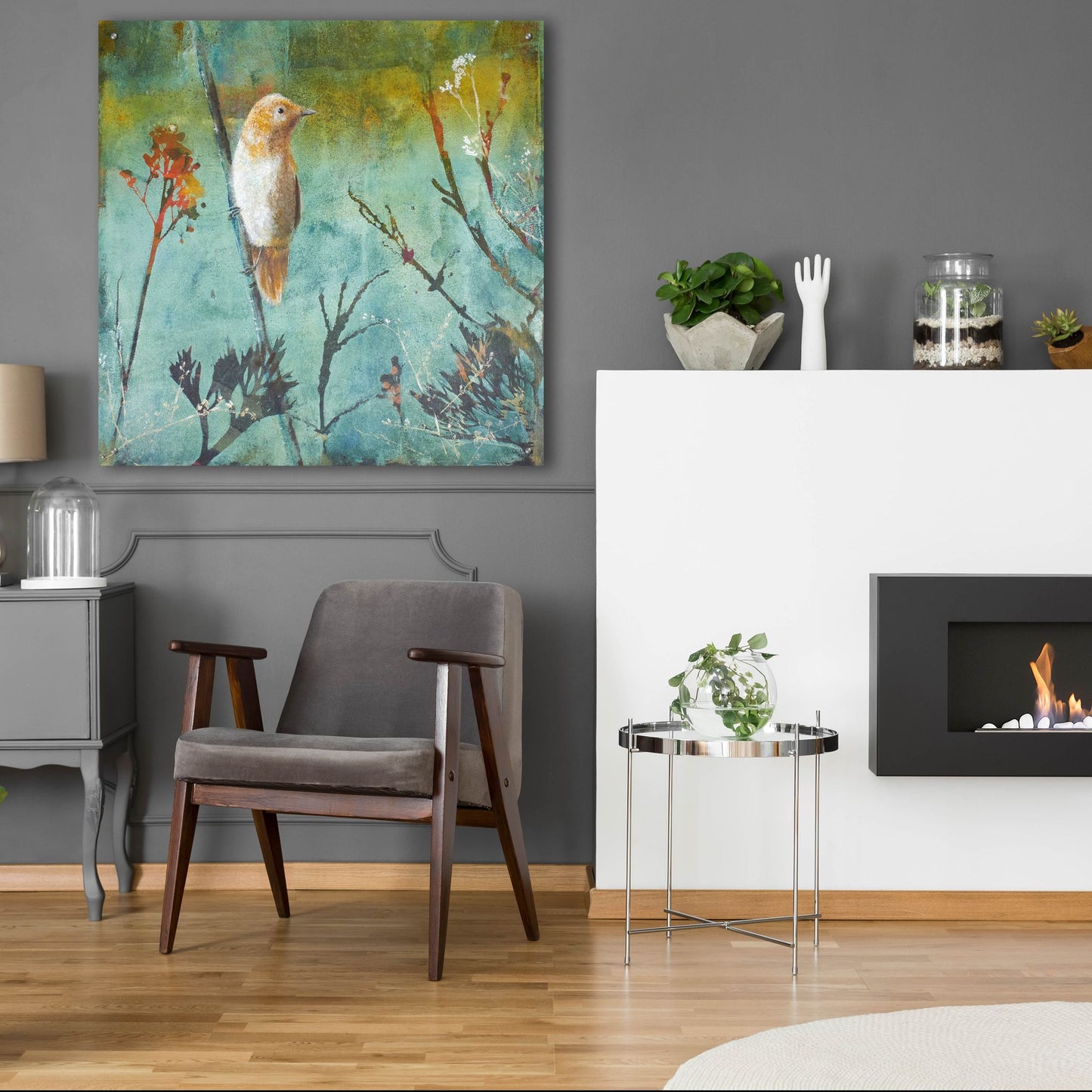 Epic Art ' Australian Reed Warbler' by Trudy Rice, Acrylic Glass Wall Art,36x36