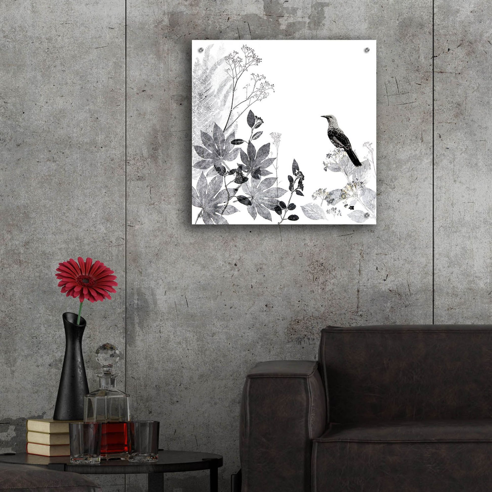 Epic Art ' Thoughtful Wattlebird' by Trudy Rice, Acrylic Glass Wall Art,24x24