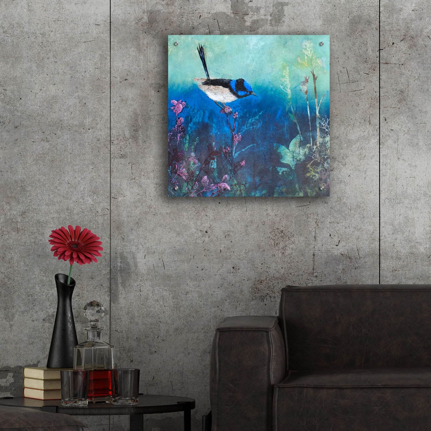 Epic Art ' Wren at Dusk' by Trudy Rice, Acrylic Glass Wall Art,24x24